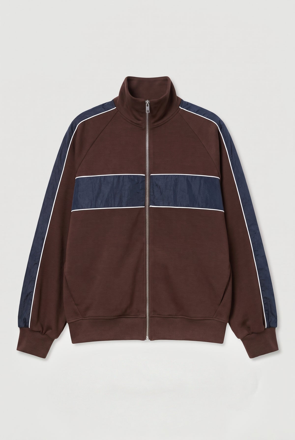 Piped Colour-Block Track Jacket - Chocolate - flat lay