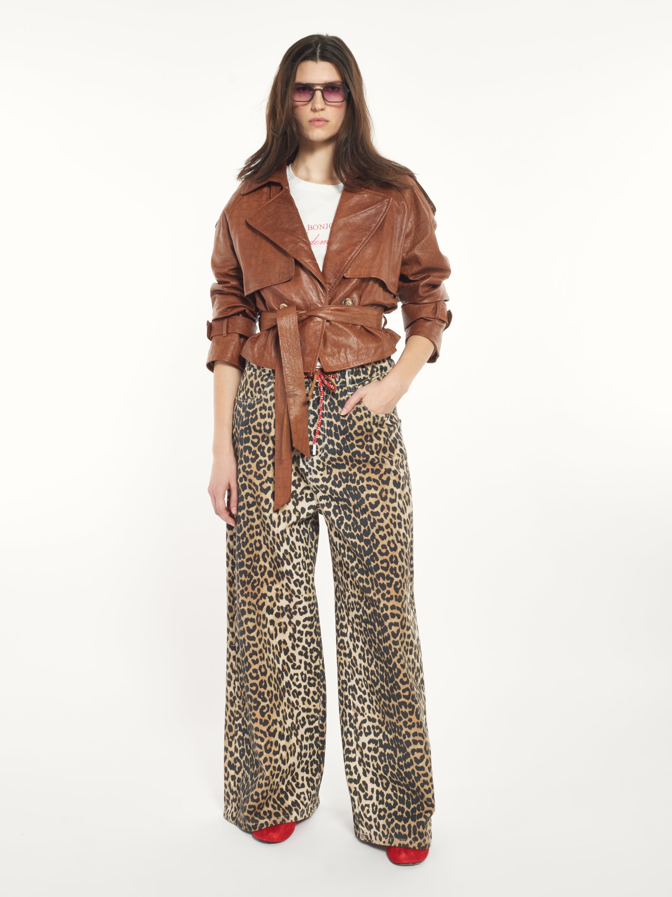 Wide Leg Leopard Denim