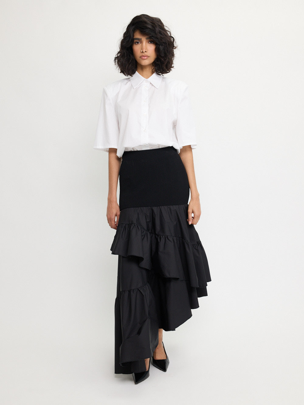 ruffle knit waist skirt