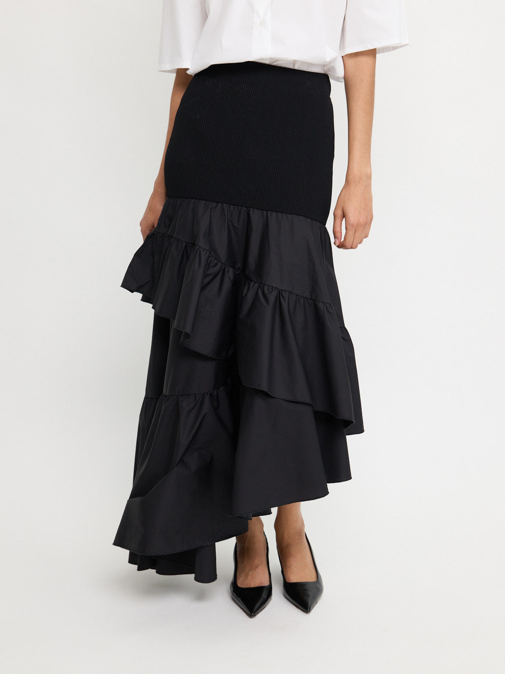 ruffle knit waist skirt