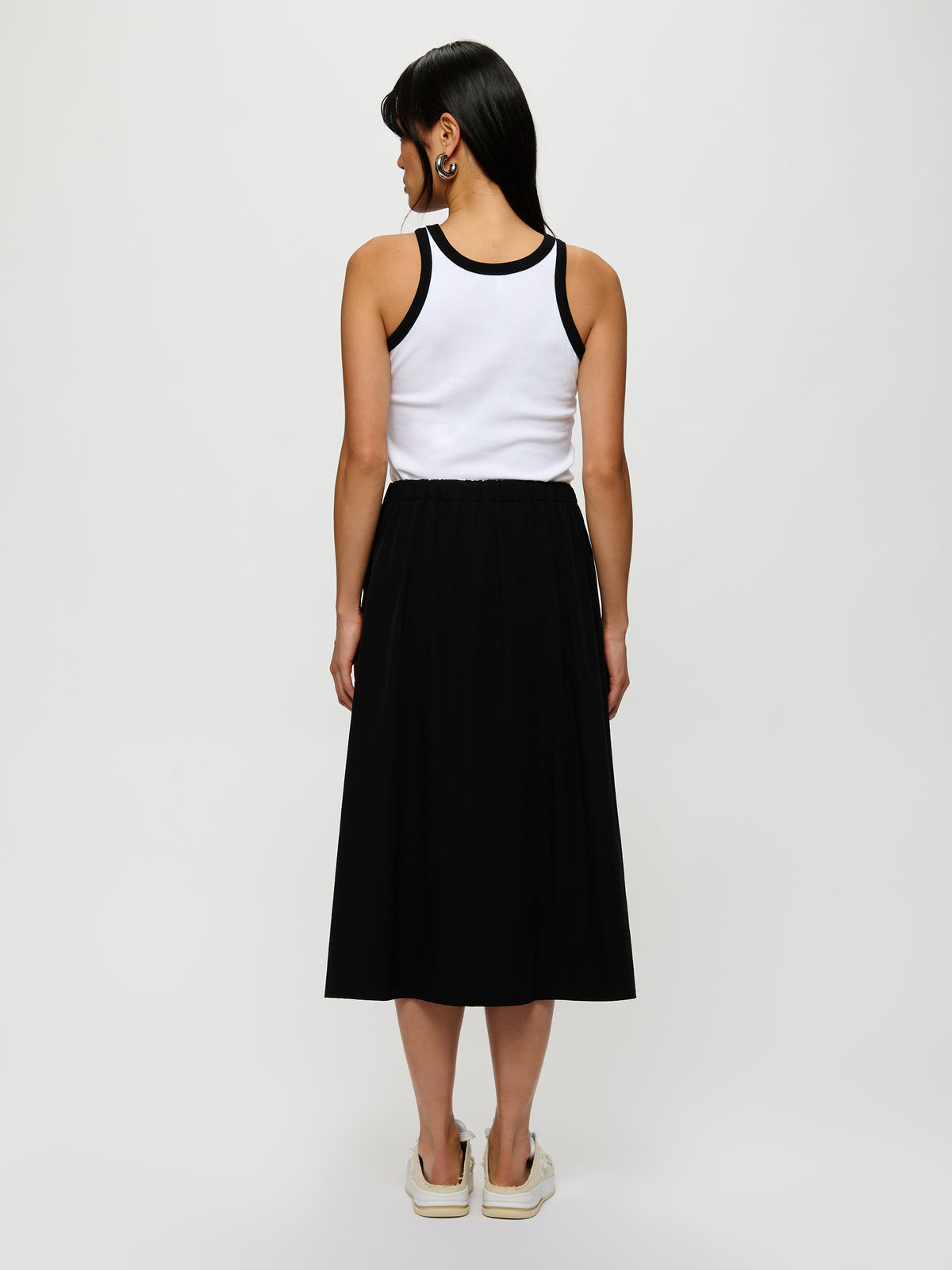 A-line Belted Nylon Skirt