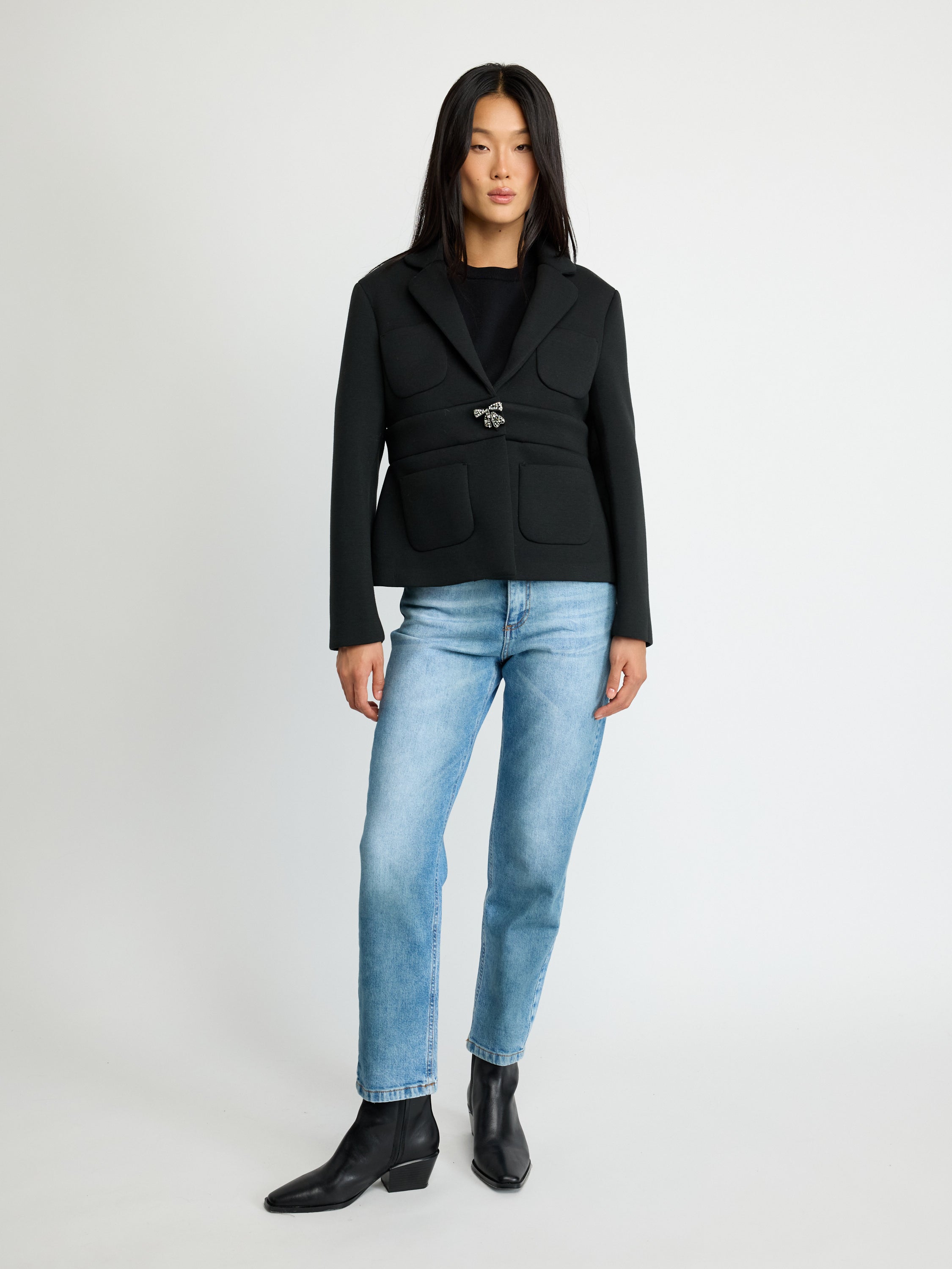 Structured Jacket with Jewel Button