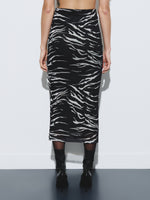 Draped zebra print pencil skirt