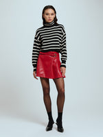 Mini vegan leather pleated skirt