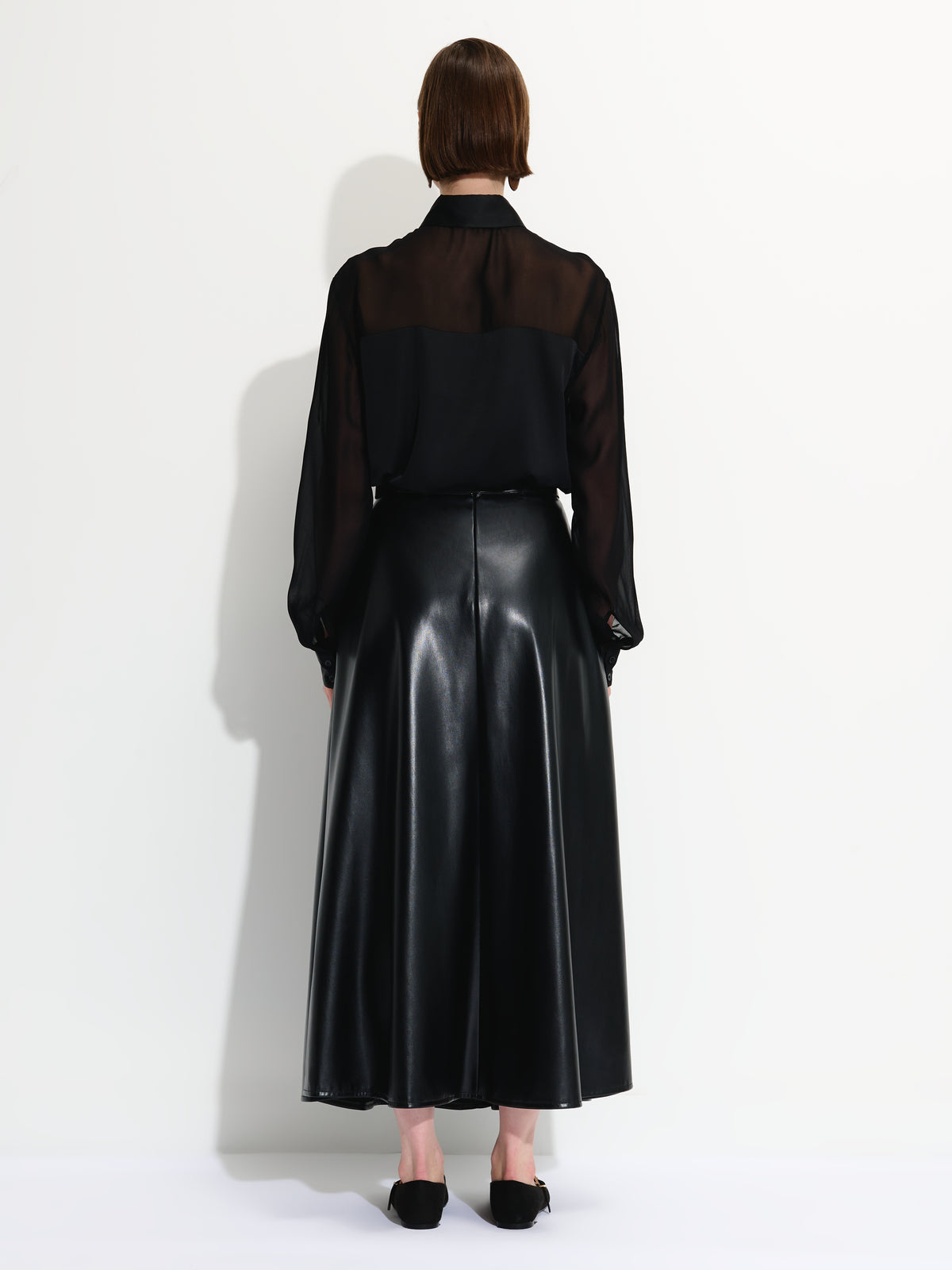 Belted Vegan Leather Skirt