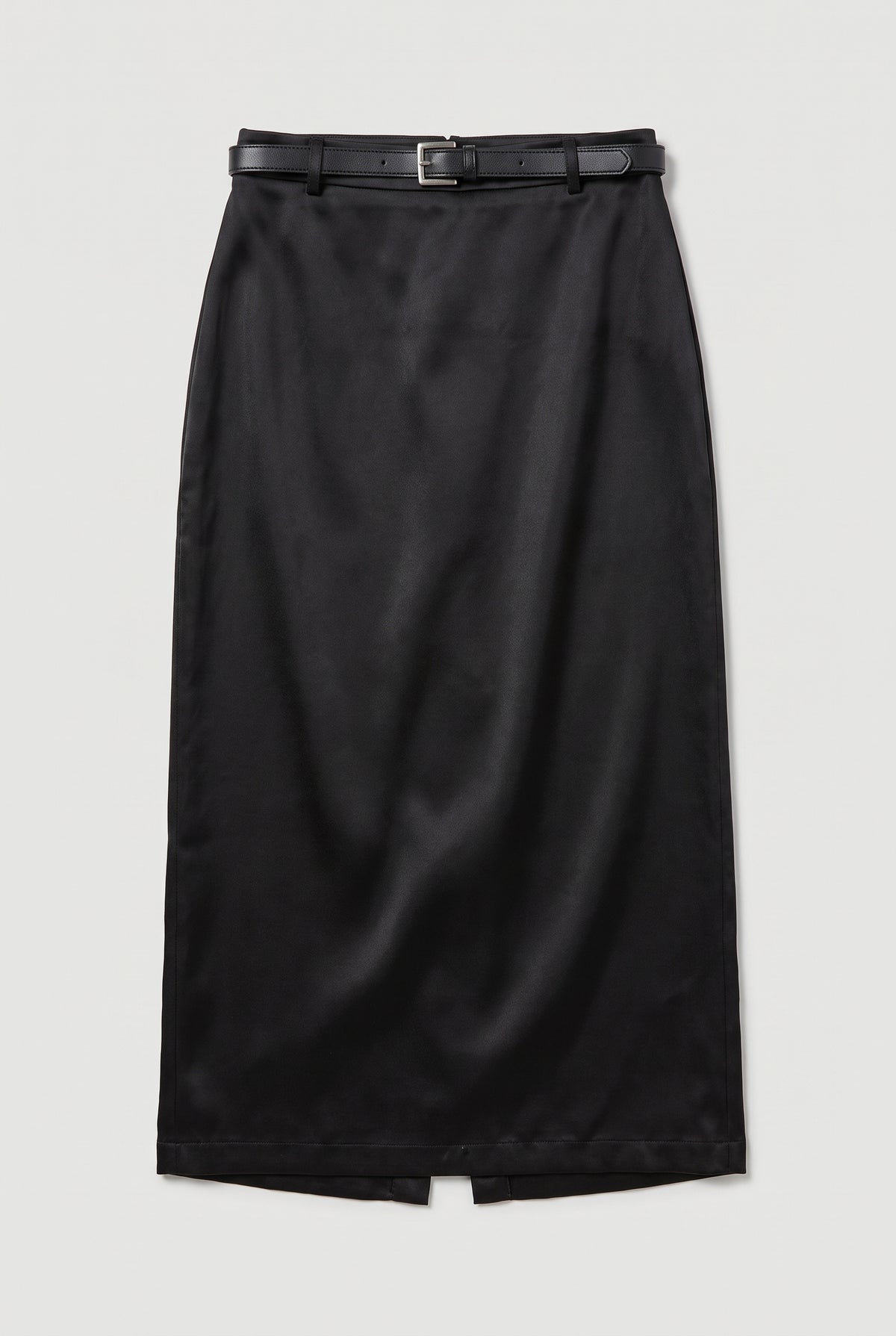 Belted Faux-Leather Mini Skirt - Black - flat lay