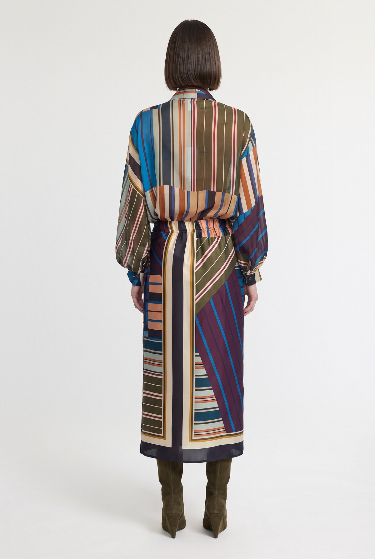 Geometric Print Midi Skirt - Multi - back view