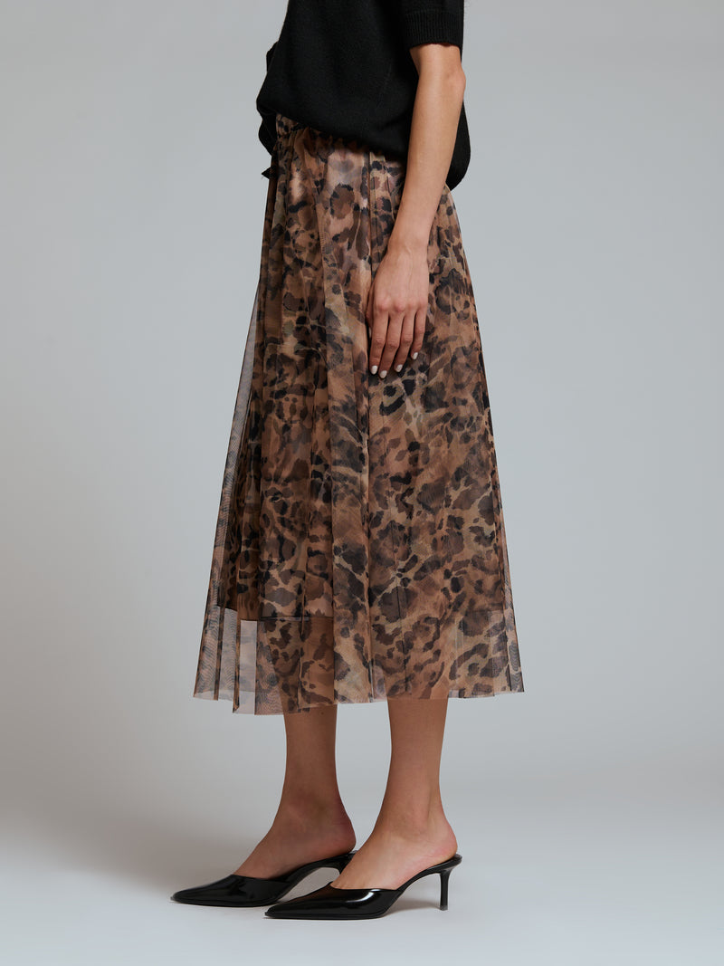 Midi leopard print skirt