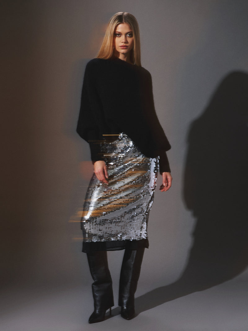 Silver sequins skirt