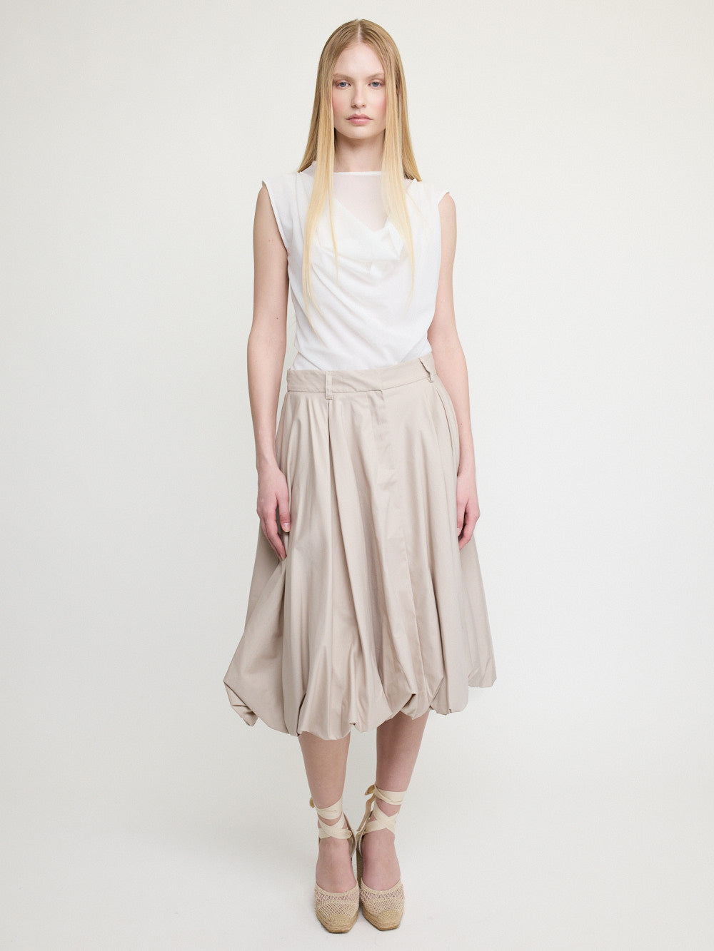 Ballon Midi Skirt Beige