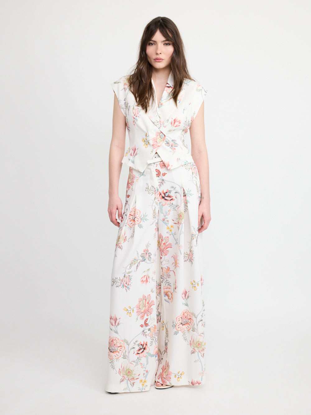 Gilet tailleur à fleurs