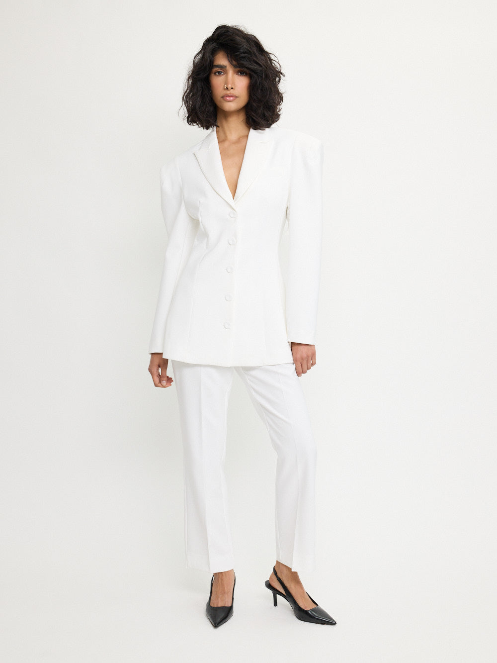 Long Belted Blazer Off-White