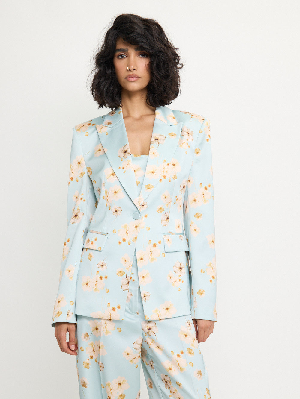 Blazer ajusté motif botanique