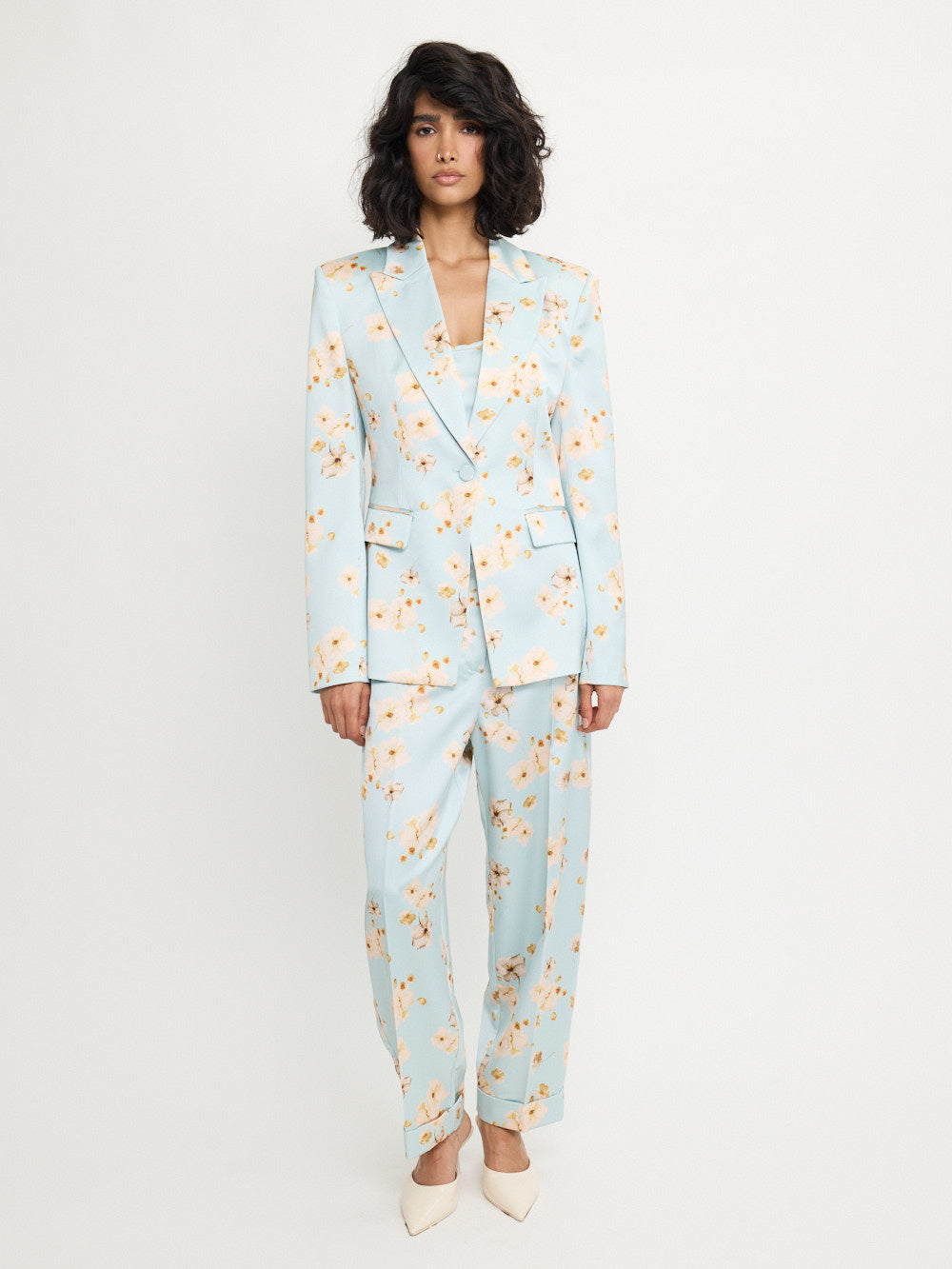 Blazer ajusté motif botanique