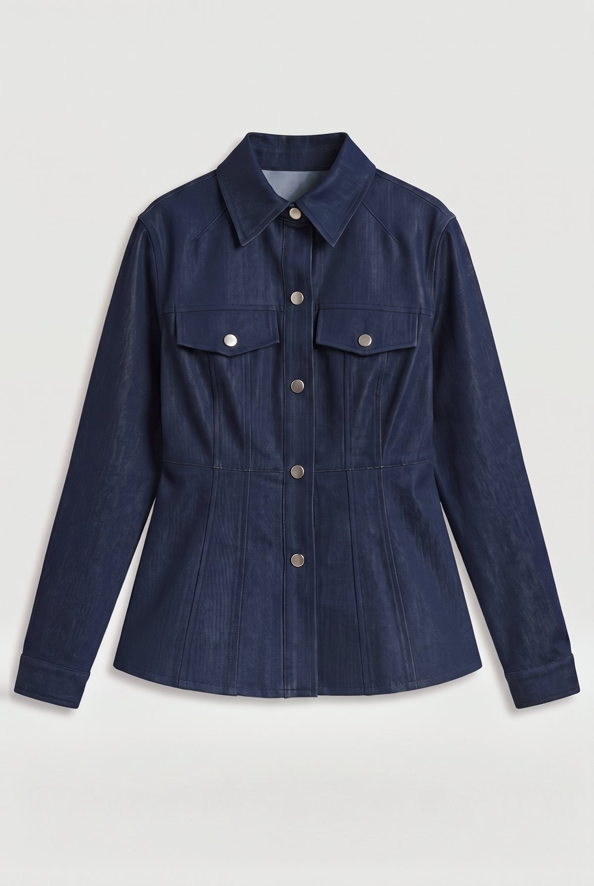 Fitted Utility Jacket - Blue Denim - flat lay