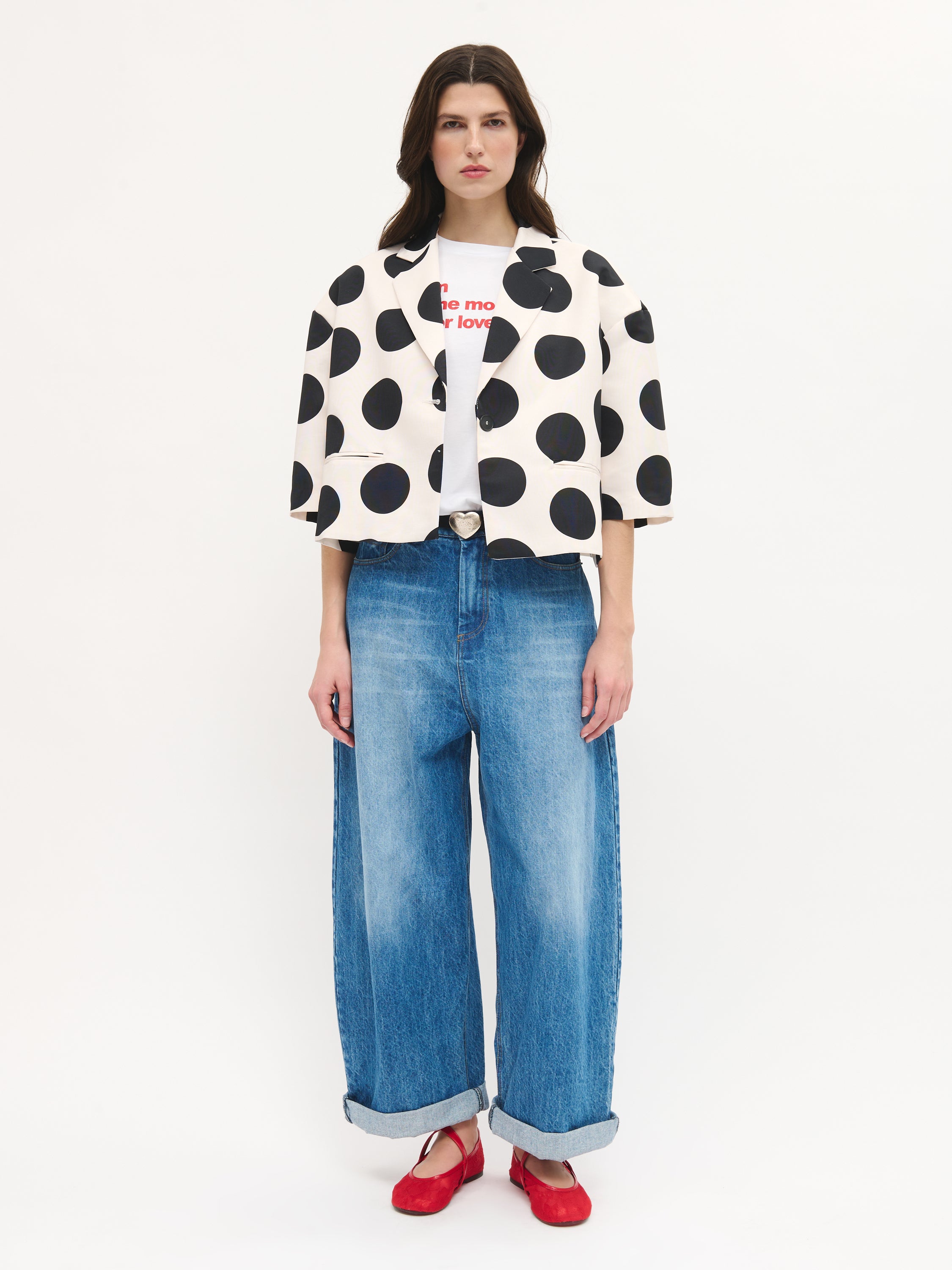 Polka-Dot Cropped Jacket