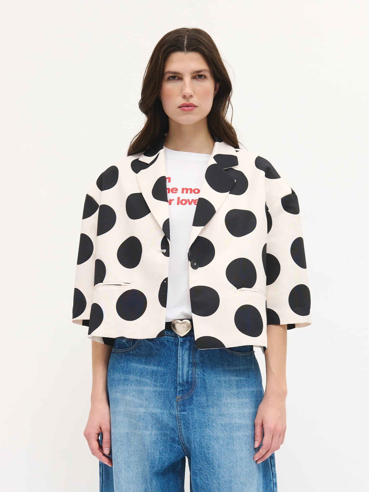 Polka-Dot Cropped Jacket