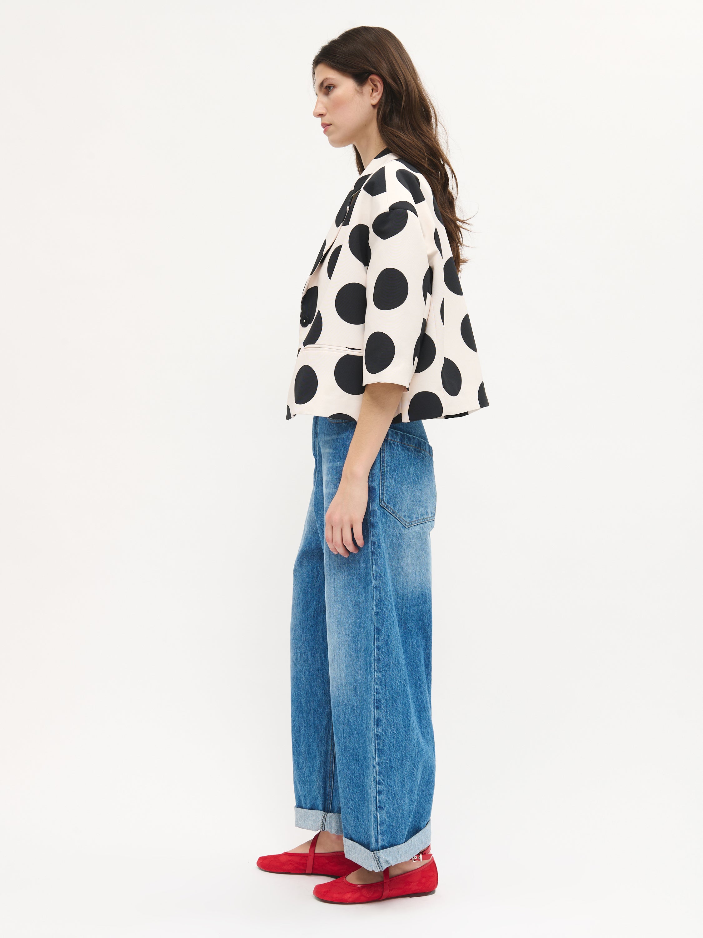 Polka-Dot Cropped Jacket