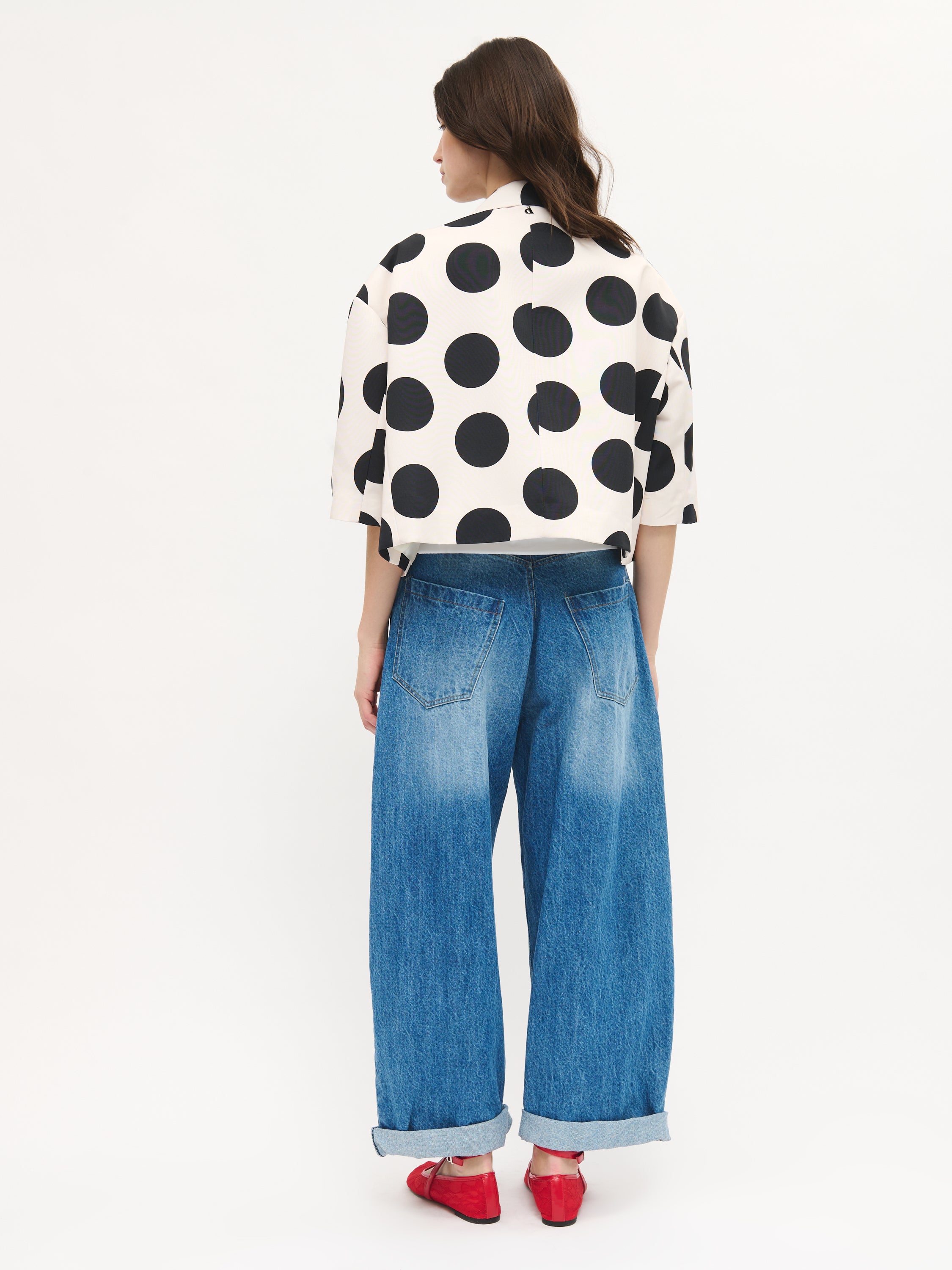 Polka-Dot Cropped Jacket