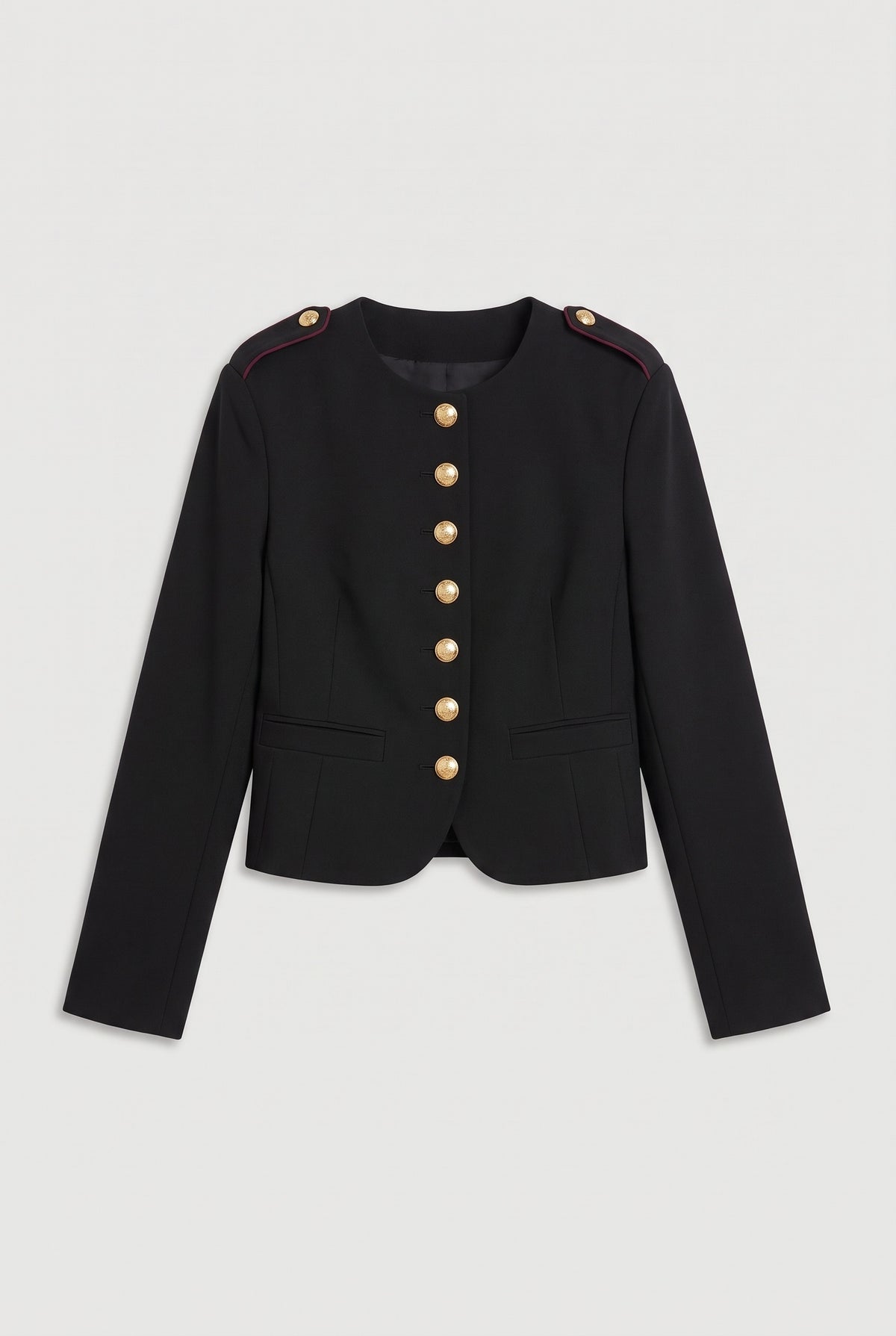 Military-Inspired Tailored Blazer - Black - flat lay