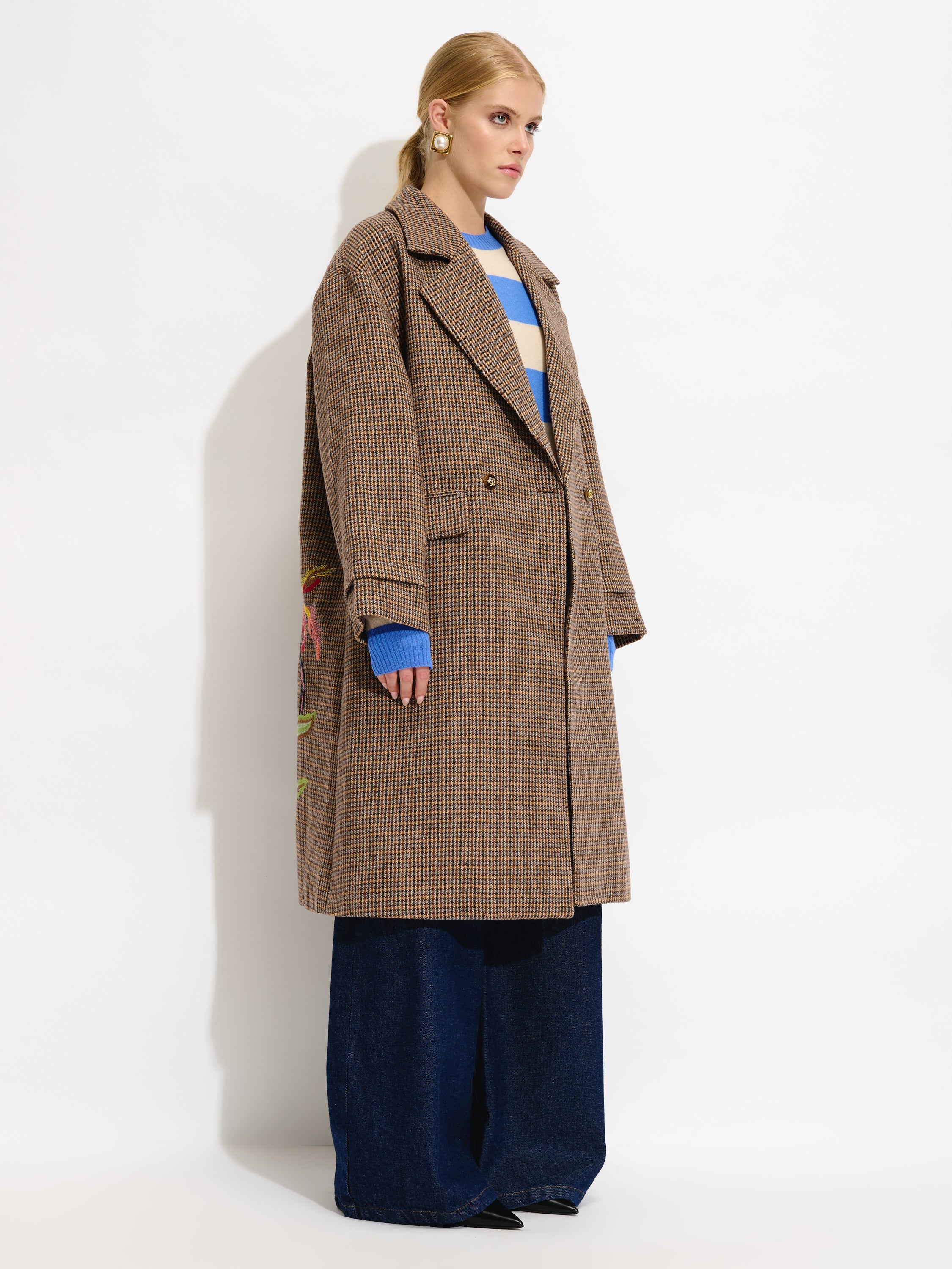 Oversized Houndstooth Coat Maska