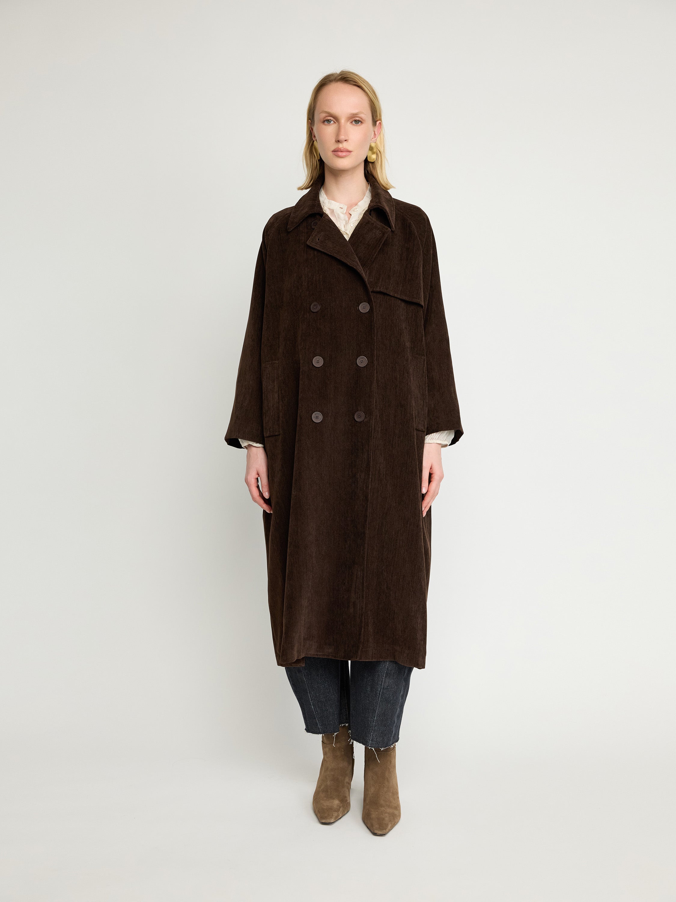 Double-Breasted Corduroy Coat