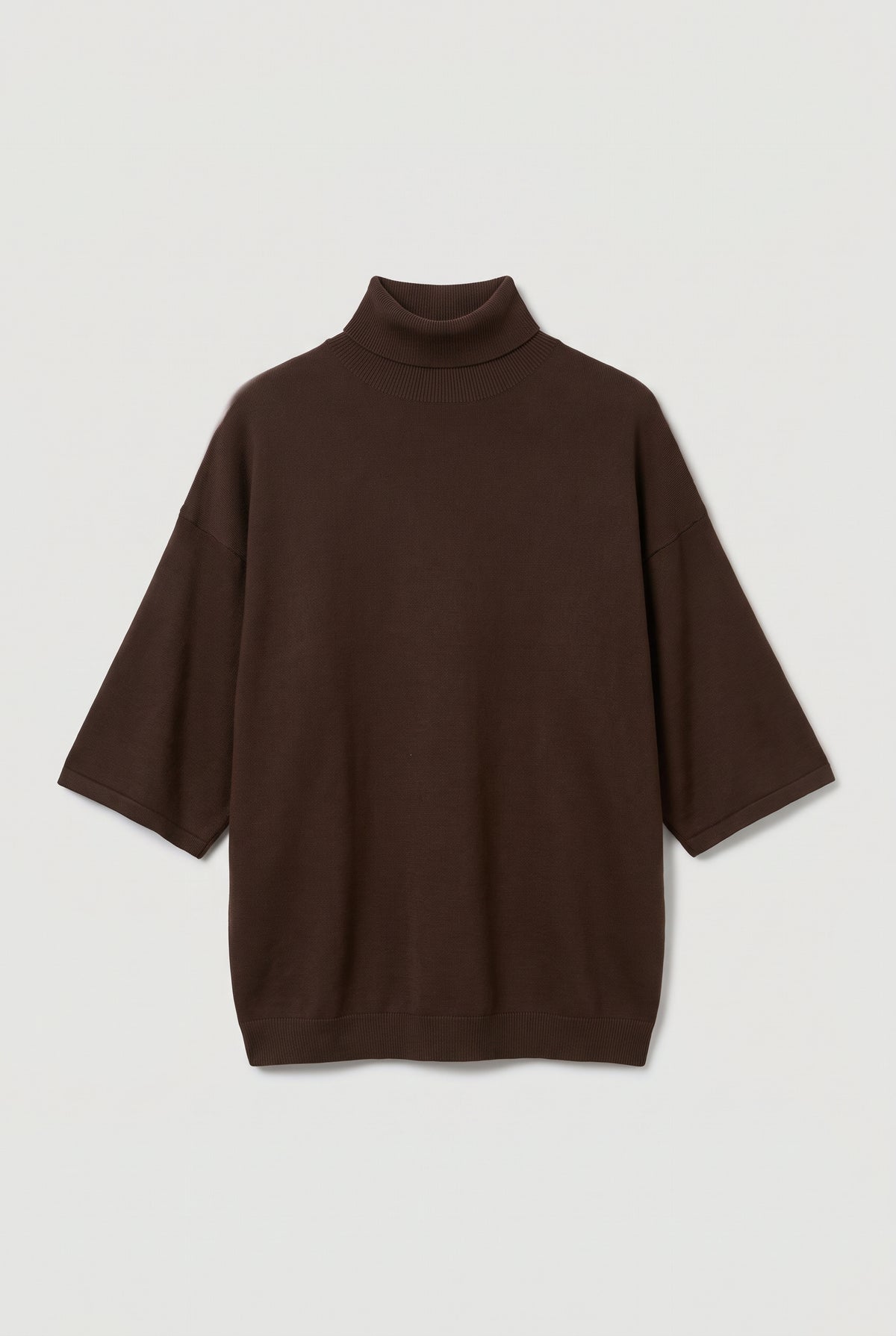 Mock-Neck Knit Top - Brown - flat lay