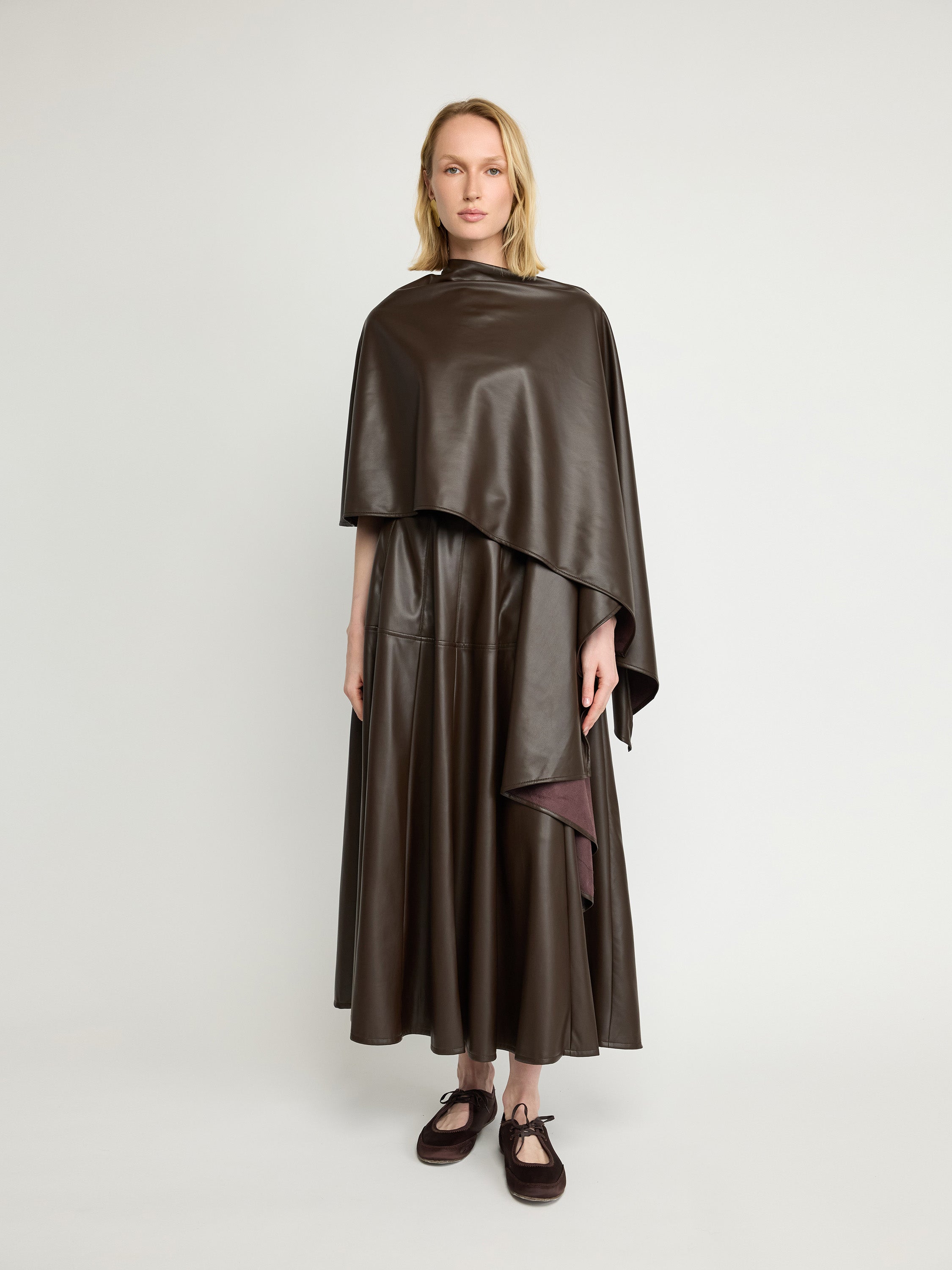 Asymmetrical Faux Leather Cape