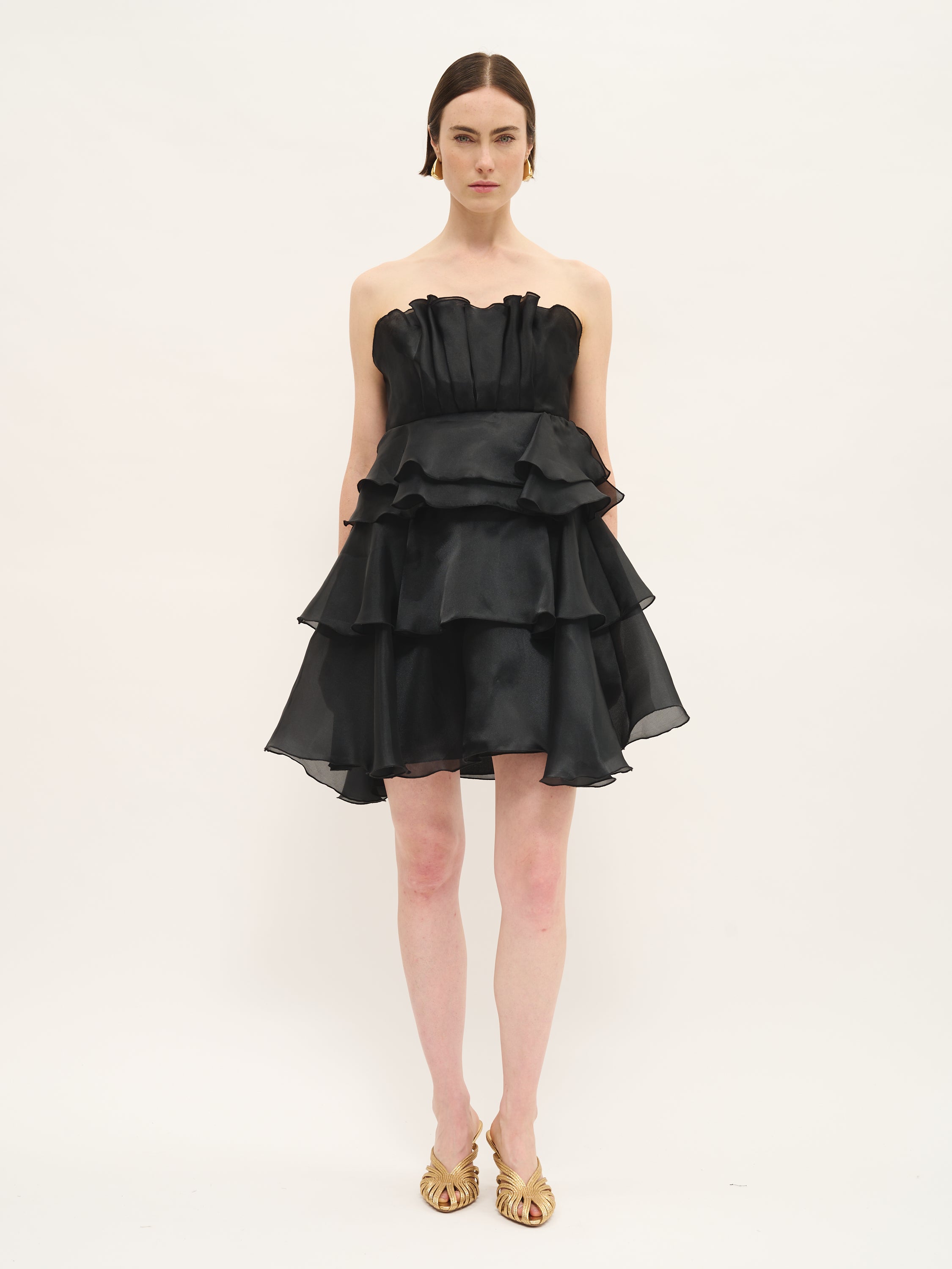 Mini-robe bustier à volants
