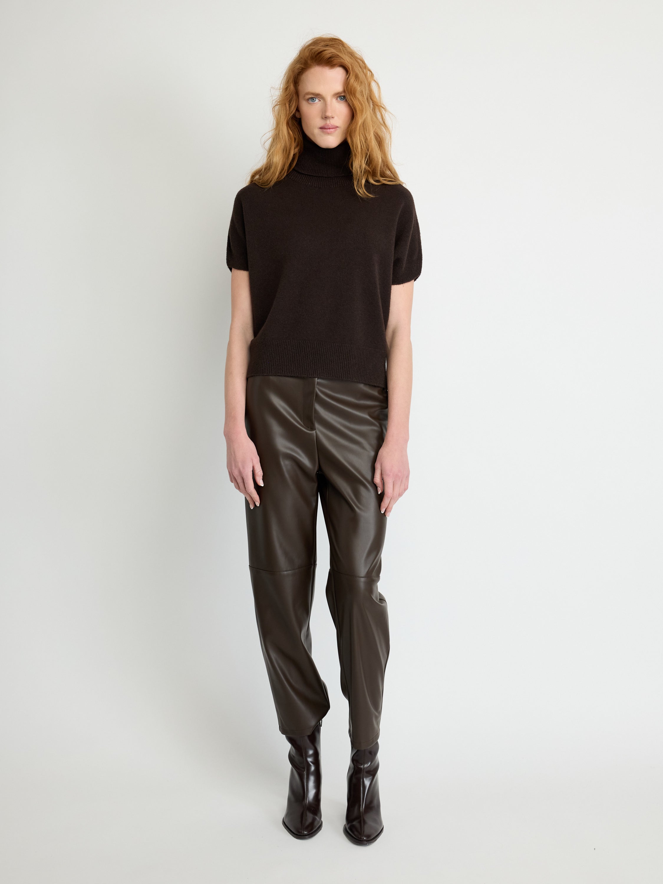 Faux Leather Split-Hem Pants