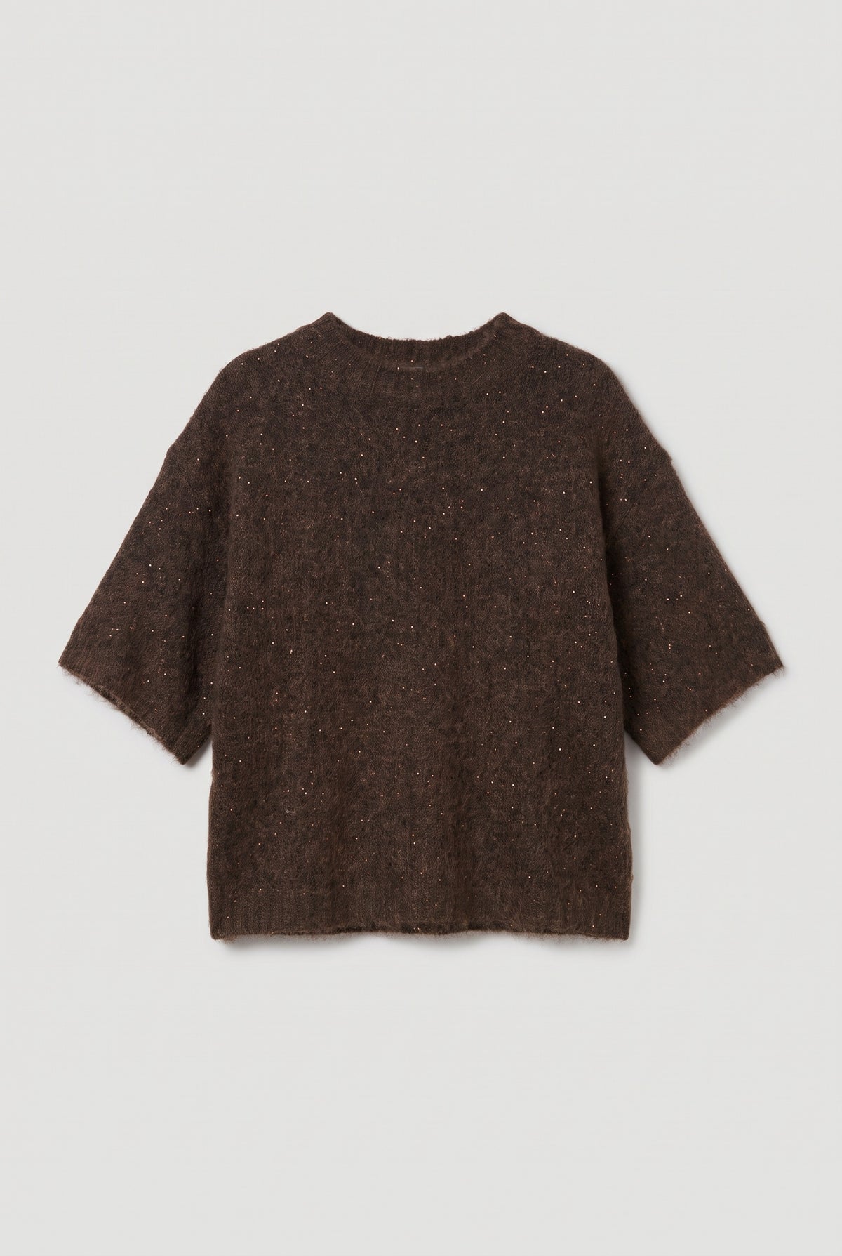 Sparkle knit sweater - Brown - flat lay