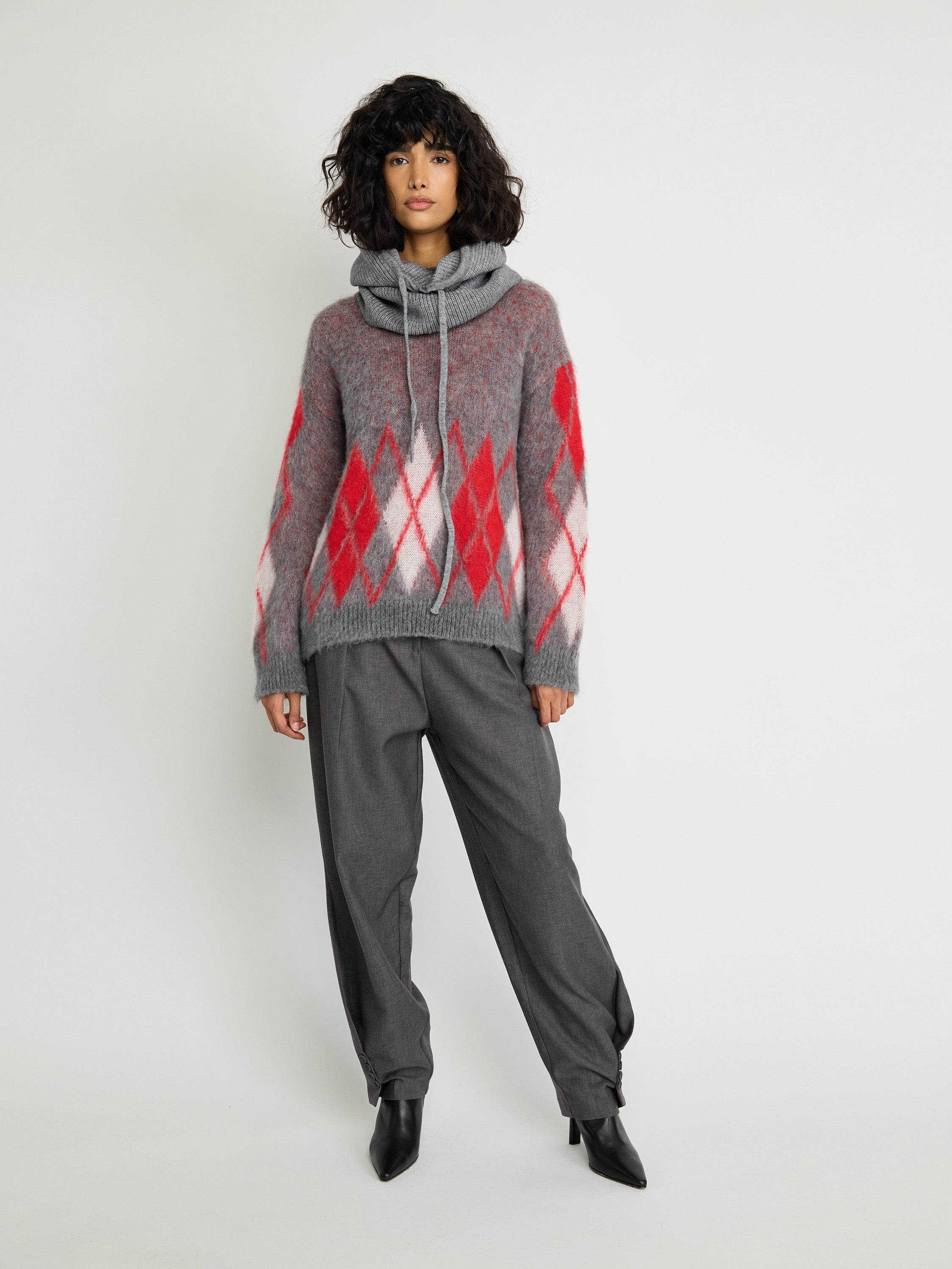 Brushed Argyle Wool-Blend Sweater