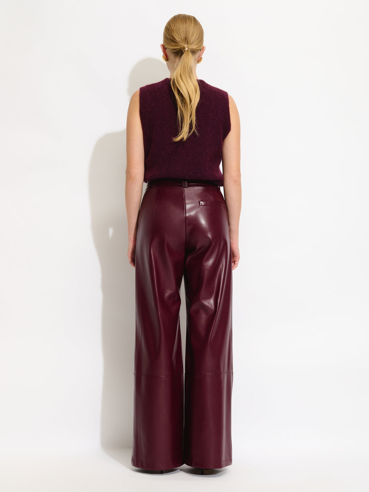 Faux Leather Belted Trouser