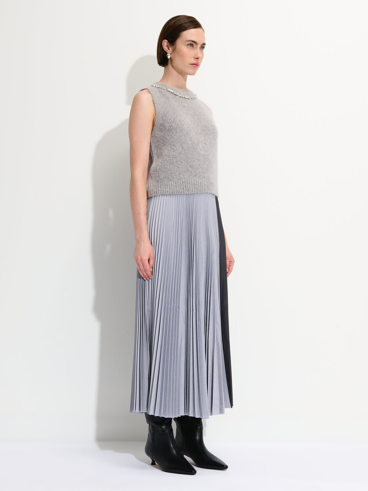 Two-Tone Pleated Skirt