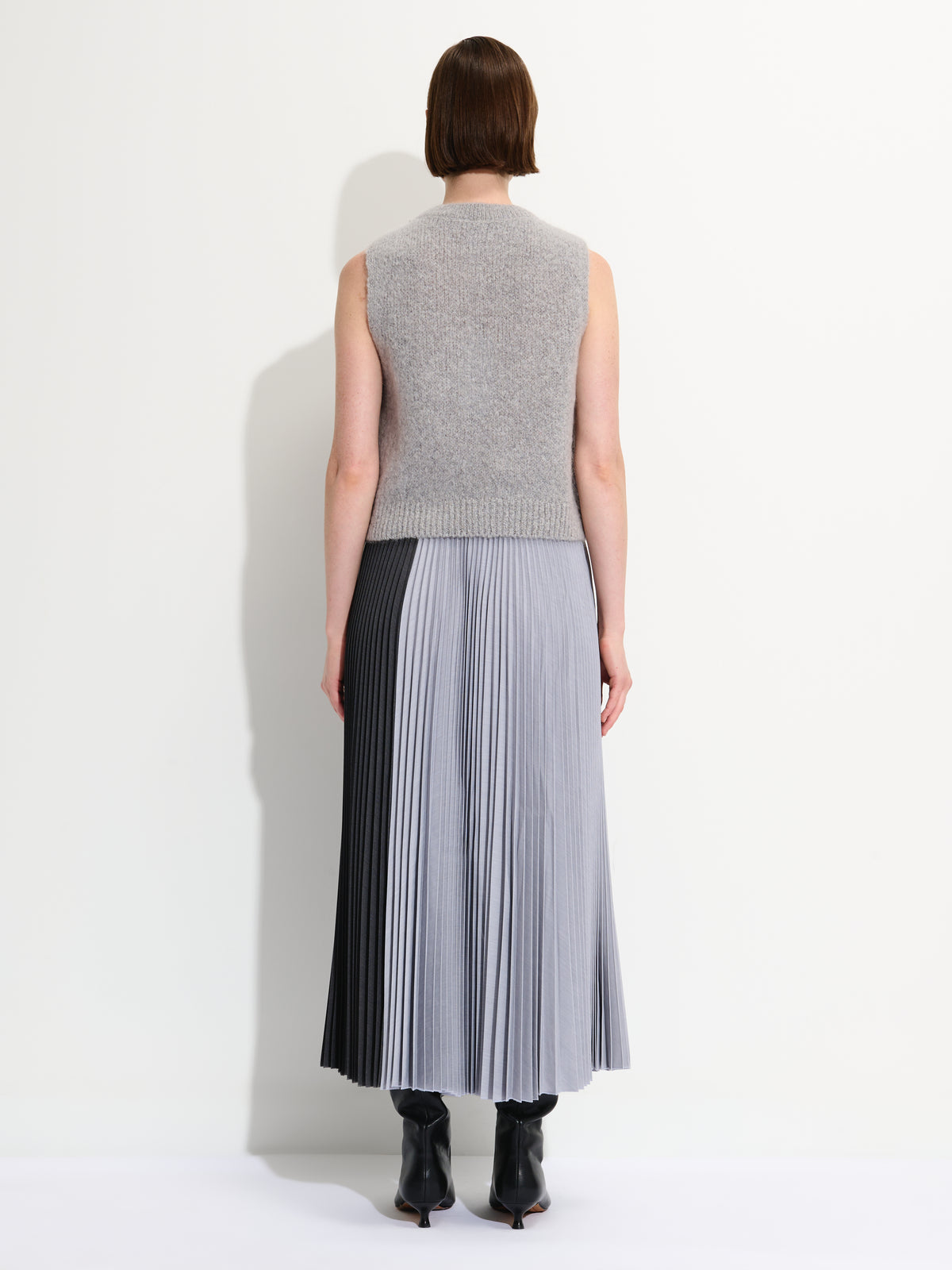 Two-Tone Pleated Skirt