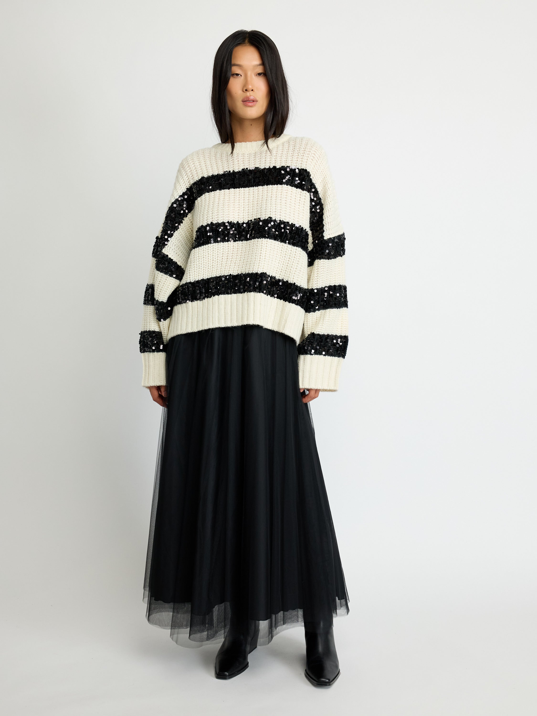 Sequin Stripe Knit Sweater