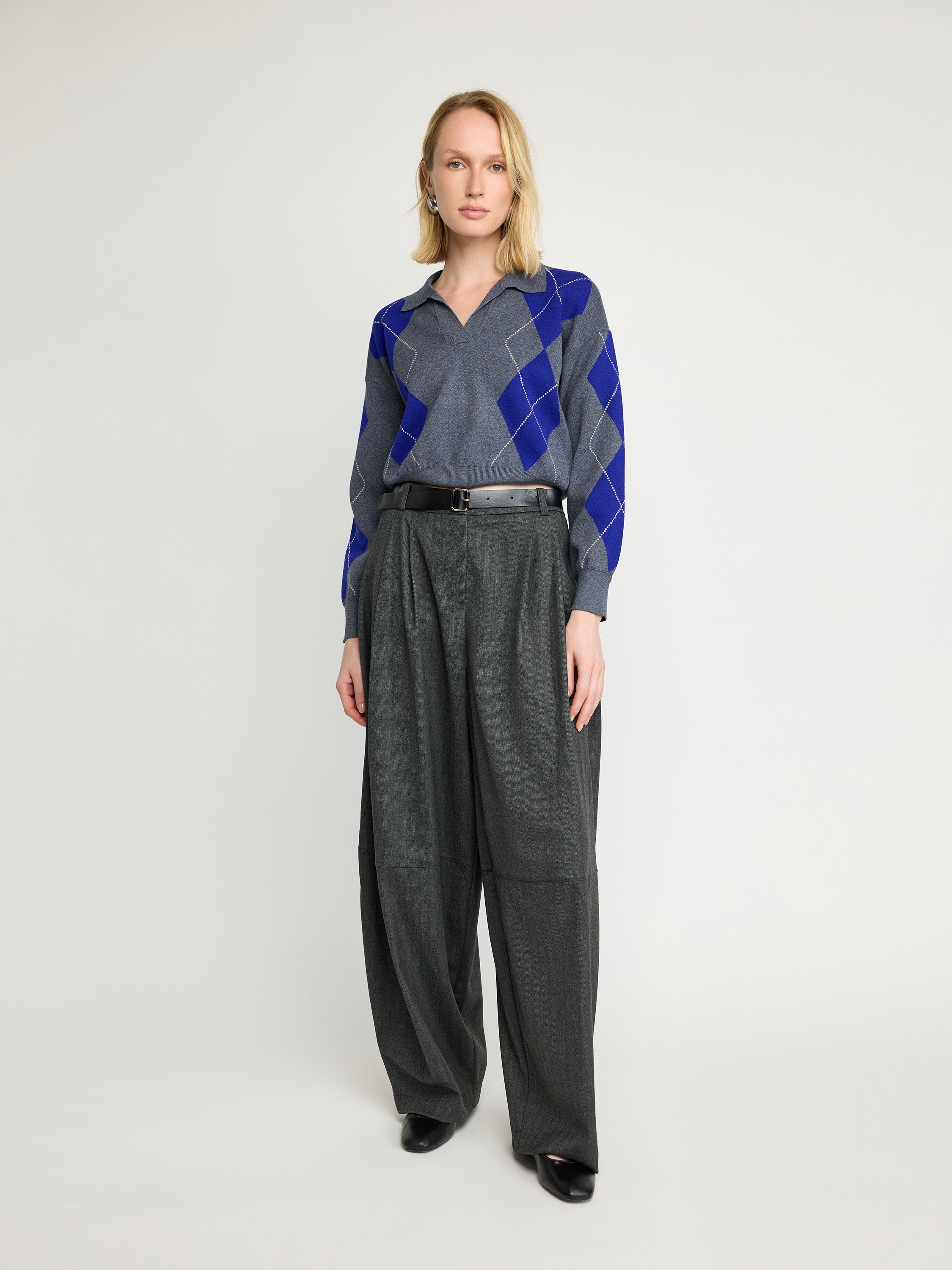 Pull polo en tricot Argyle