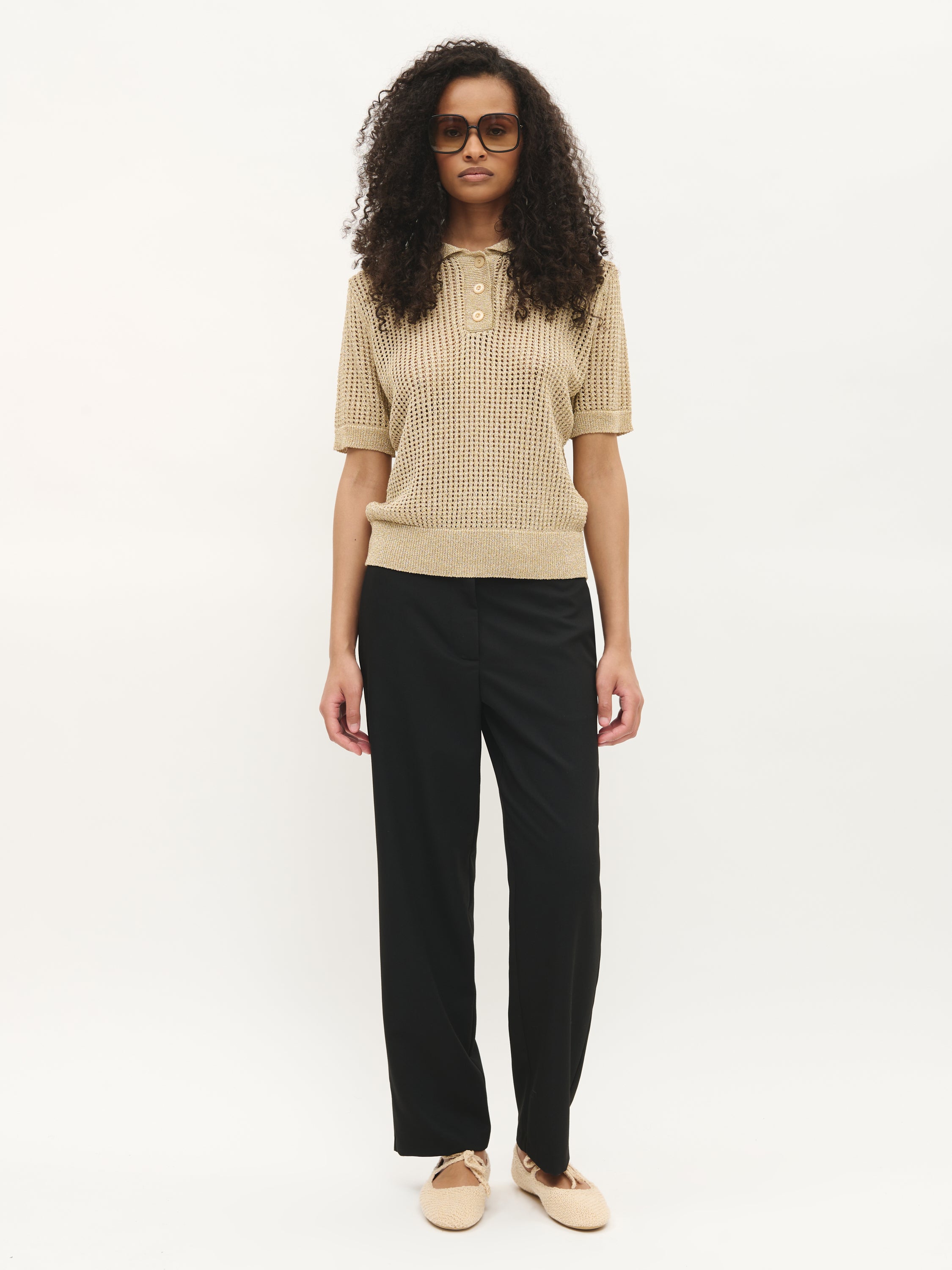 Metallic Knit Polo