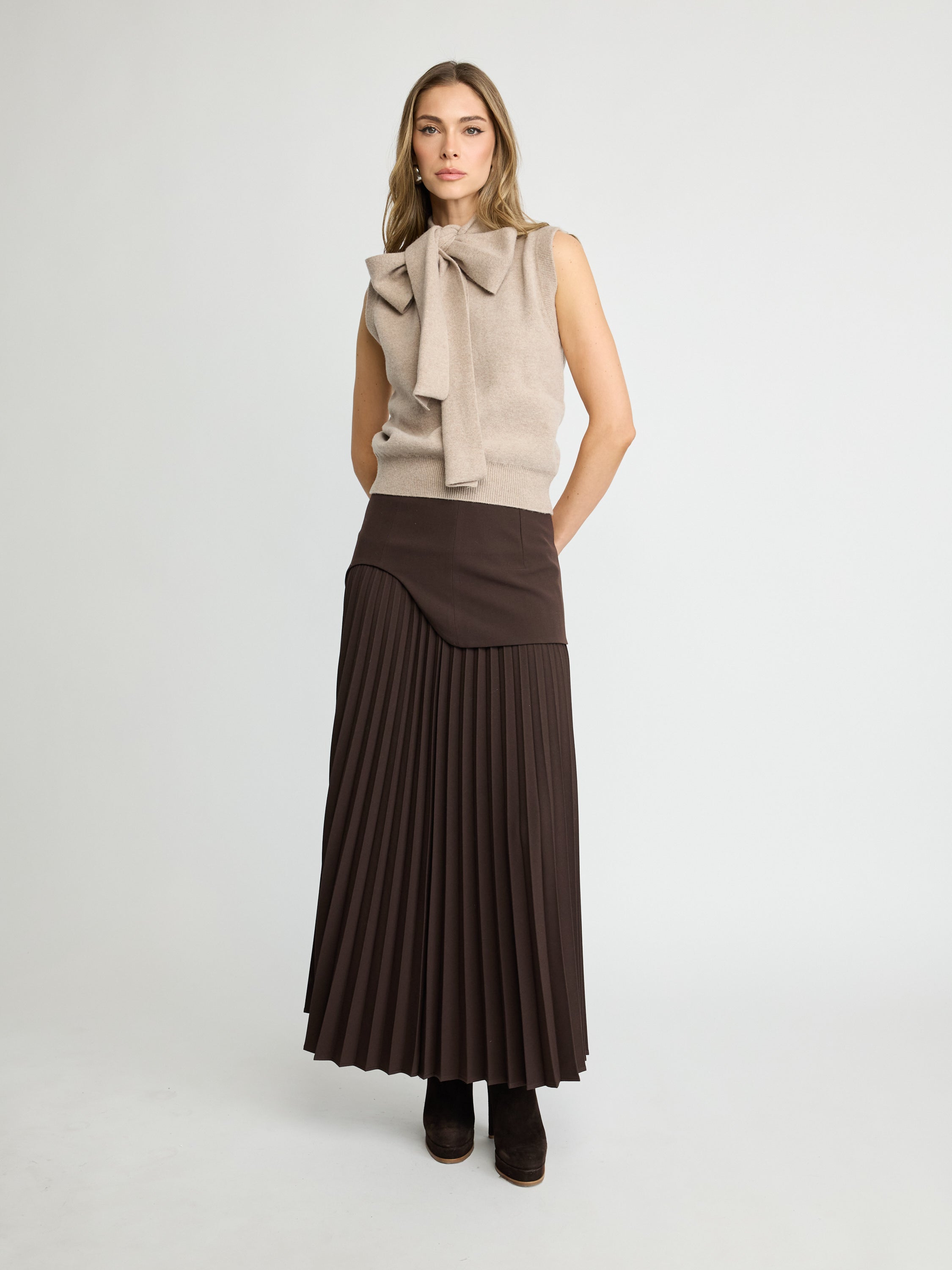 Pleated Panel Maxi Skirt