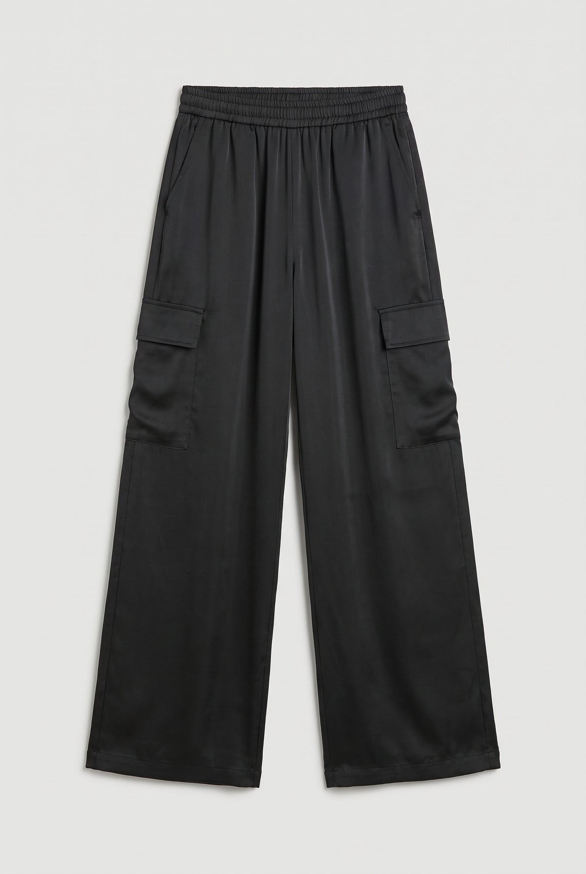 Cargo Wide-Leg Pants - Black - flat lay