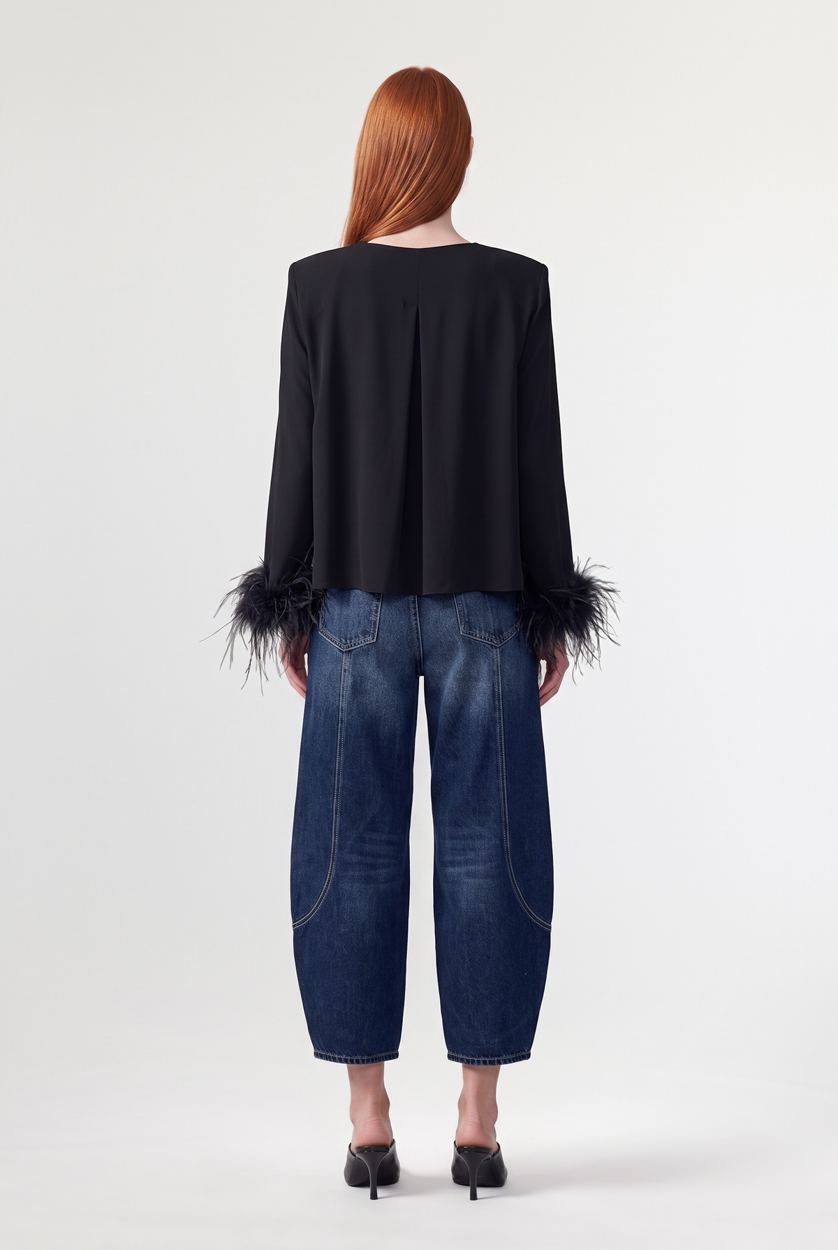 Dark barrel jeans - Blue Denim - back view