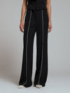 Wide leg pant with white piping detail