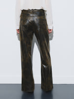 Marble leather straight leg pant