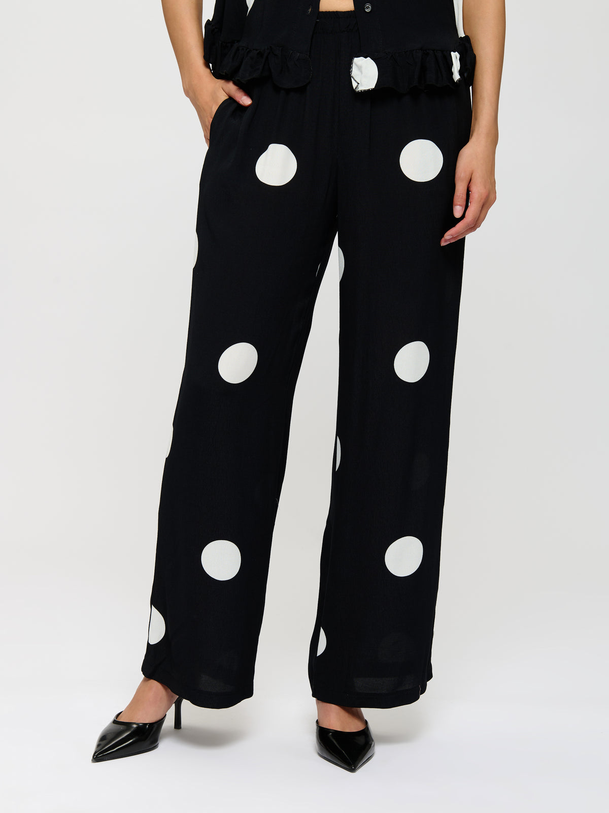 Pantalon fluide à pois