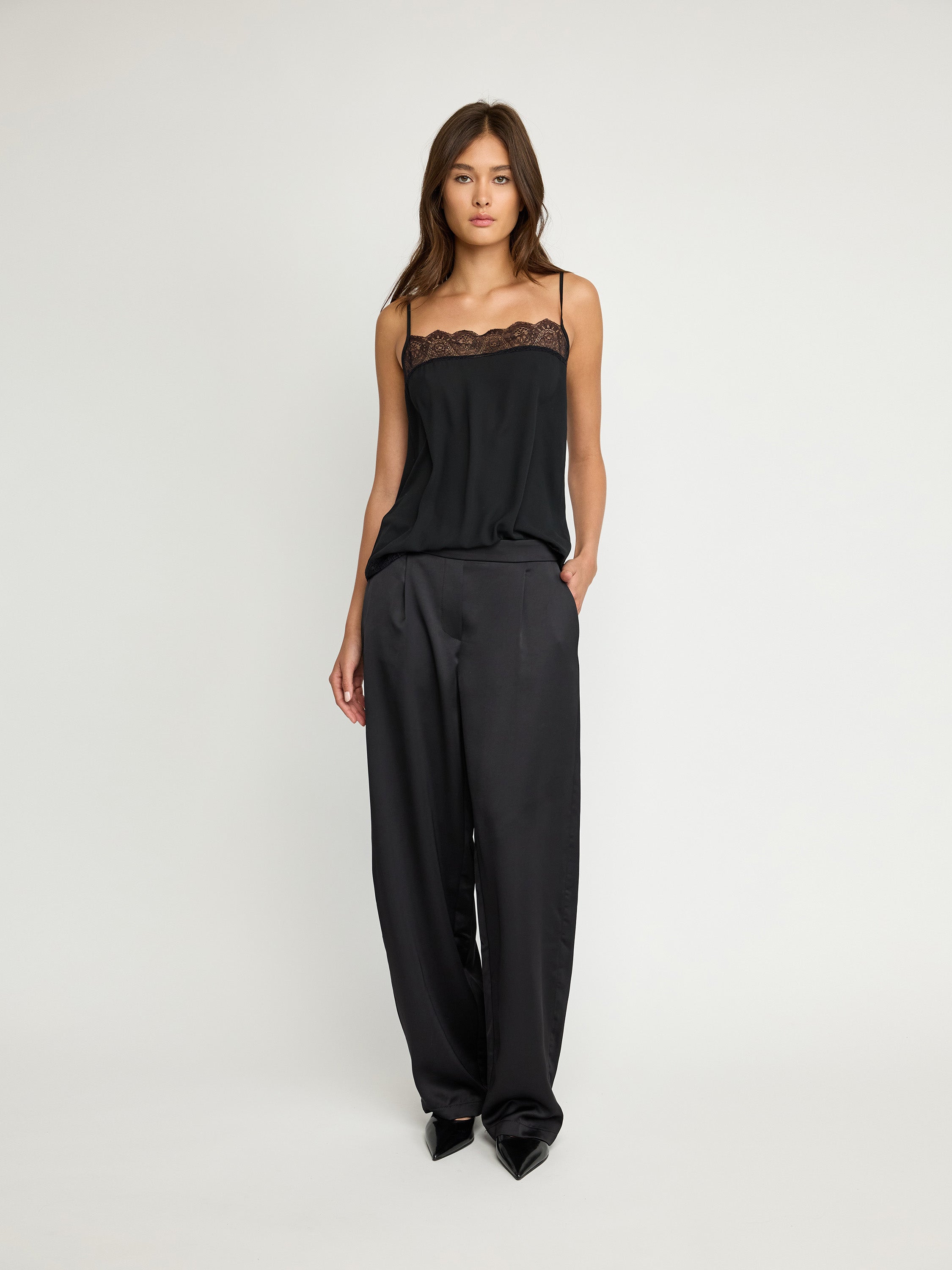 Wide-Leg Satin Pants