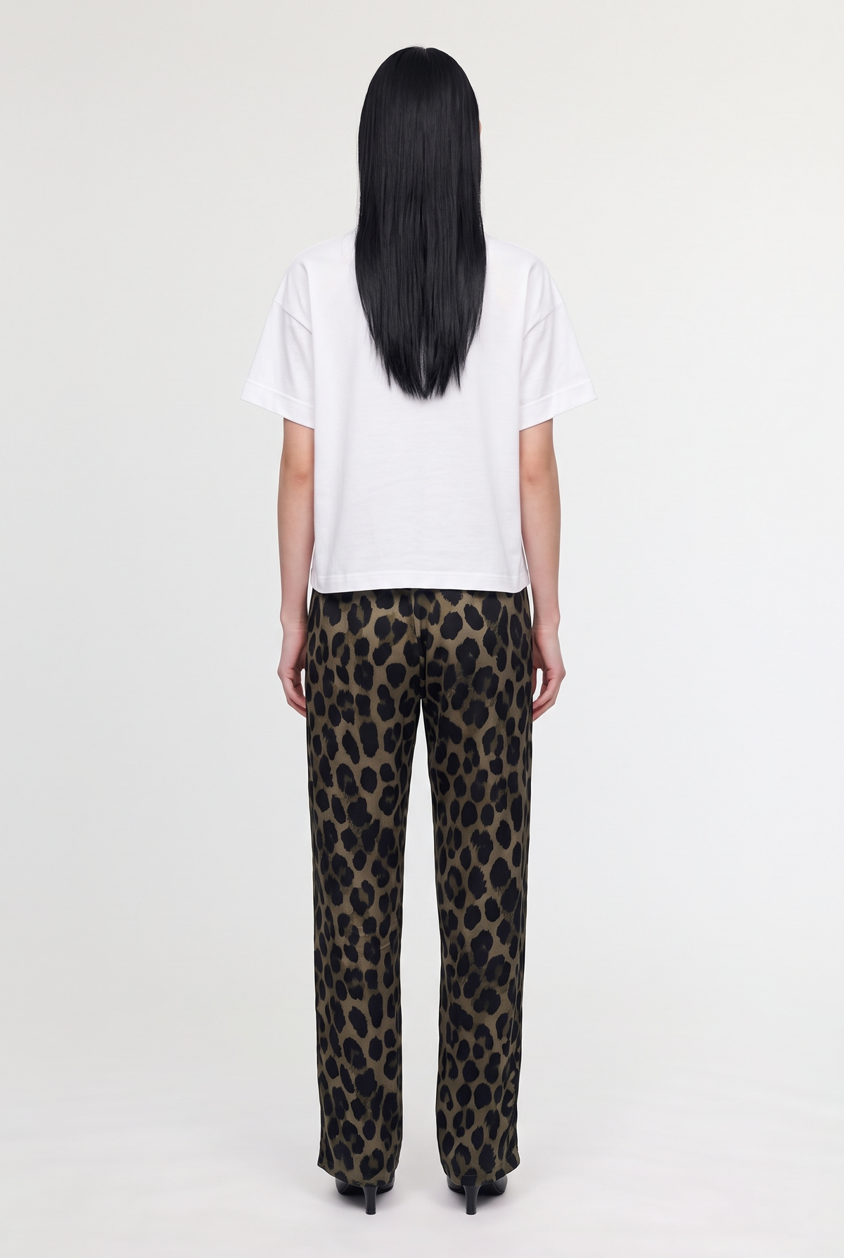 Leopard Print Drawstring Trousers - Leopard - back view