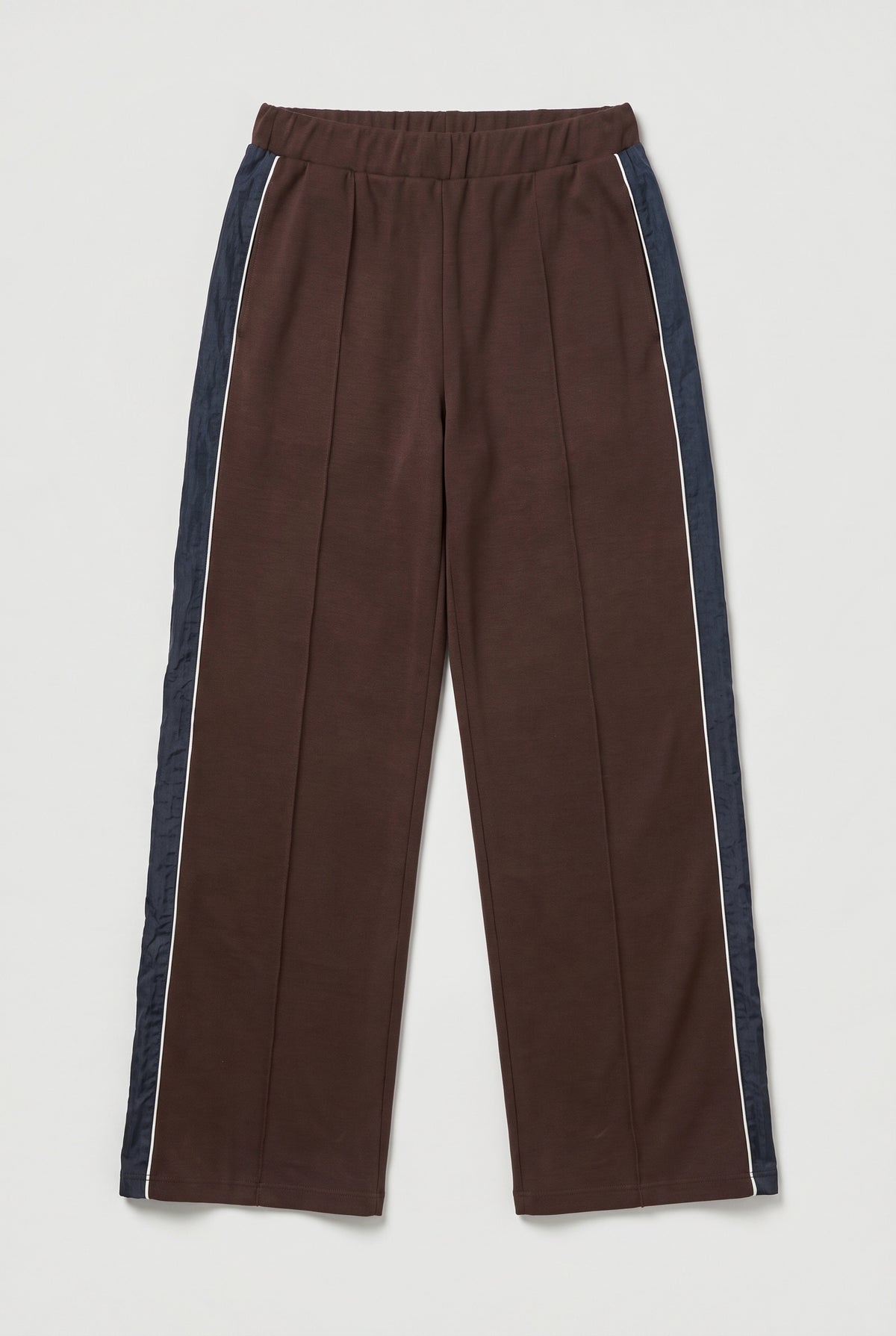 Piped Side-Stripe Wide-Leg Track Pants - Chocolate - flat lay