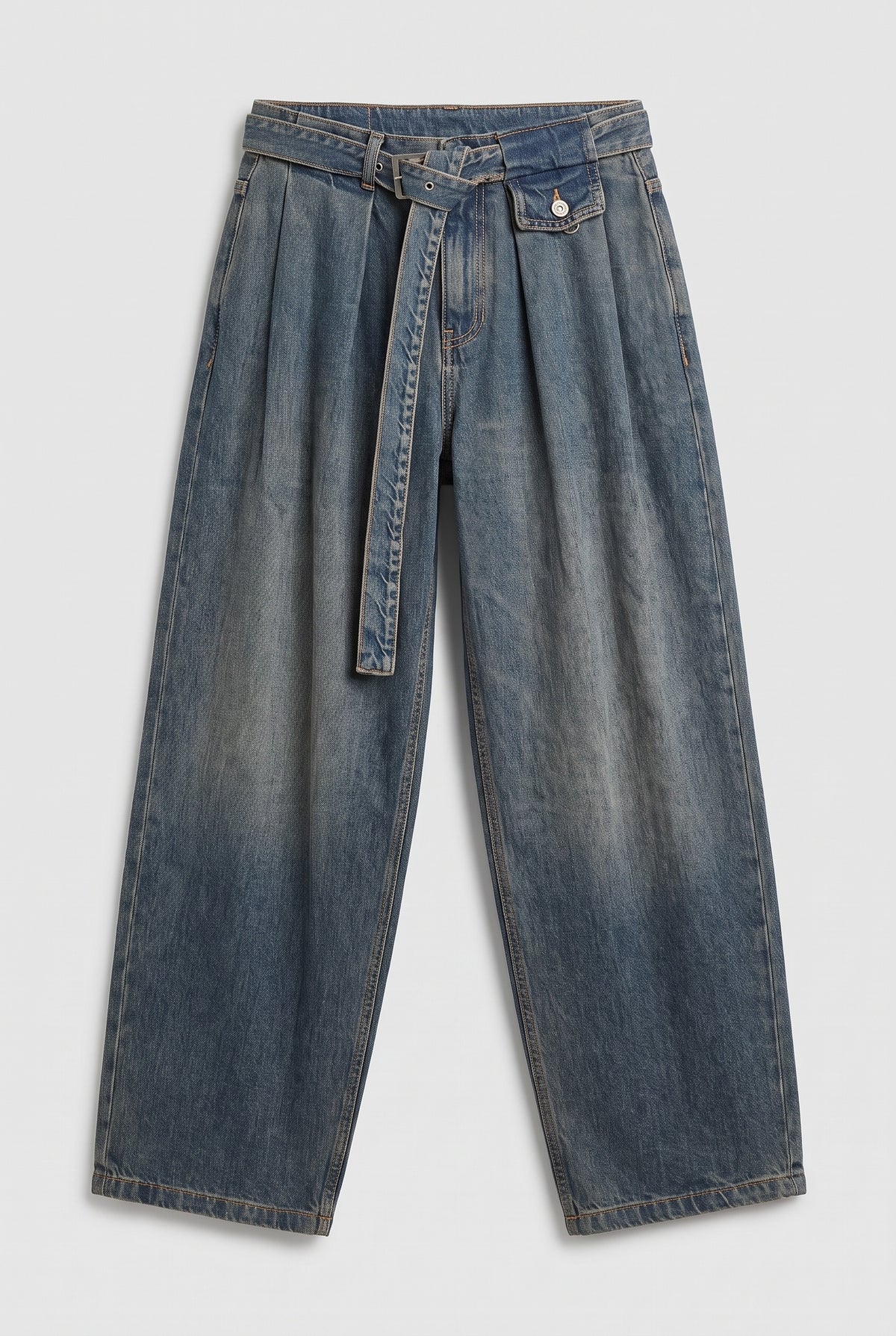 Pleated barrel jeans - Denim - flat lay