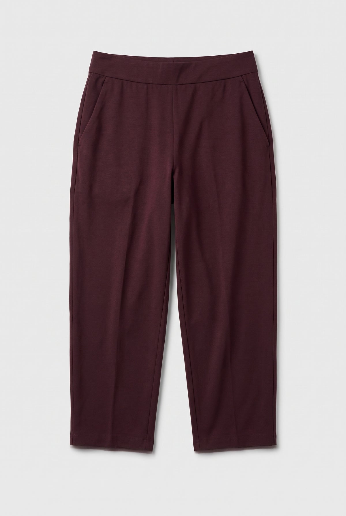 Belted Slim-Leg Pants - Burgundy - flat lay