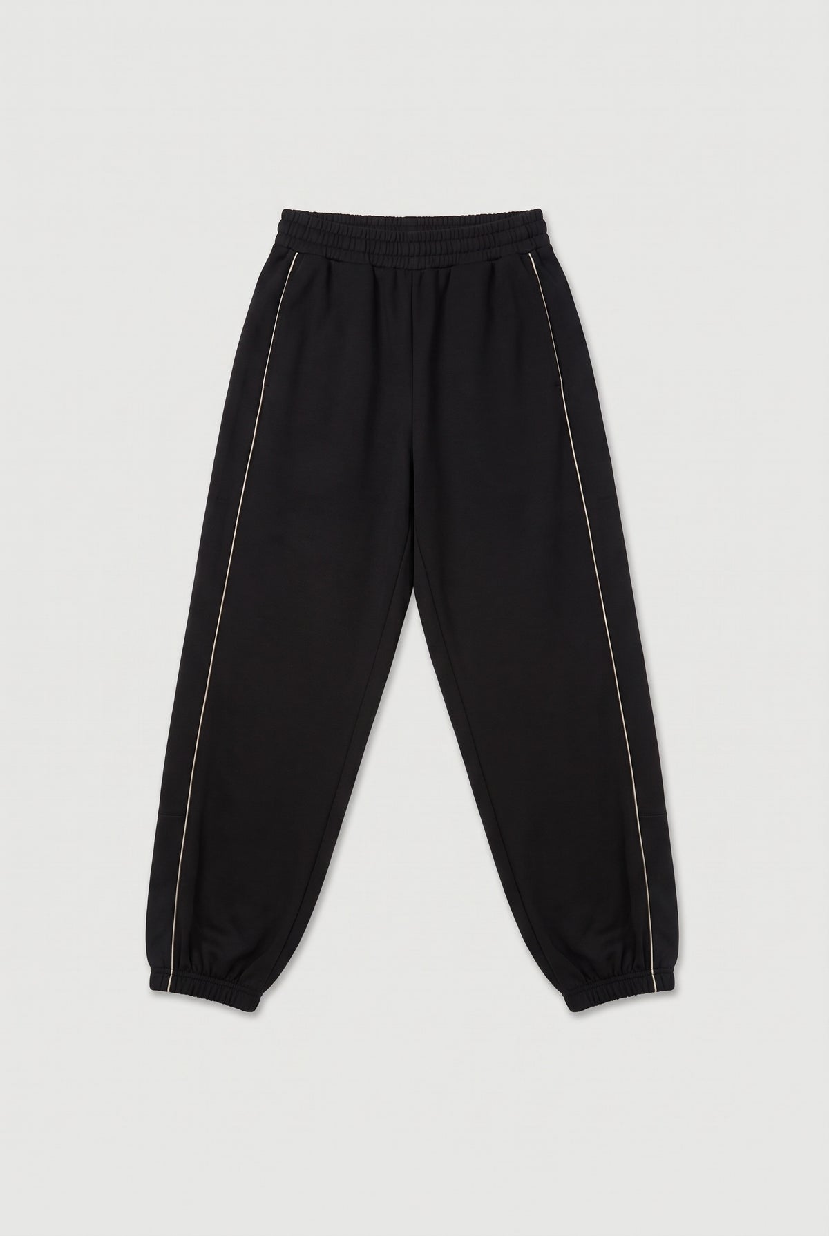 Black Contrast Piping Pants - Black - flat lay